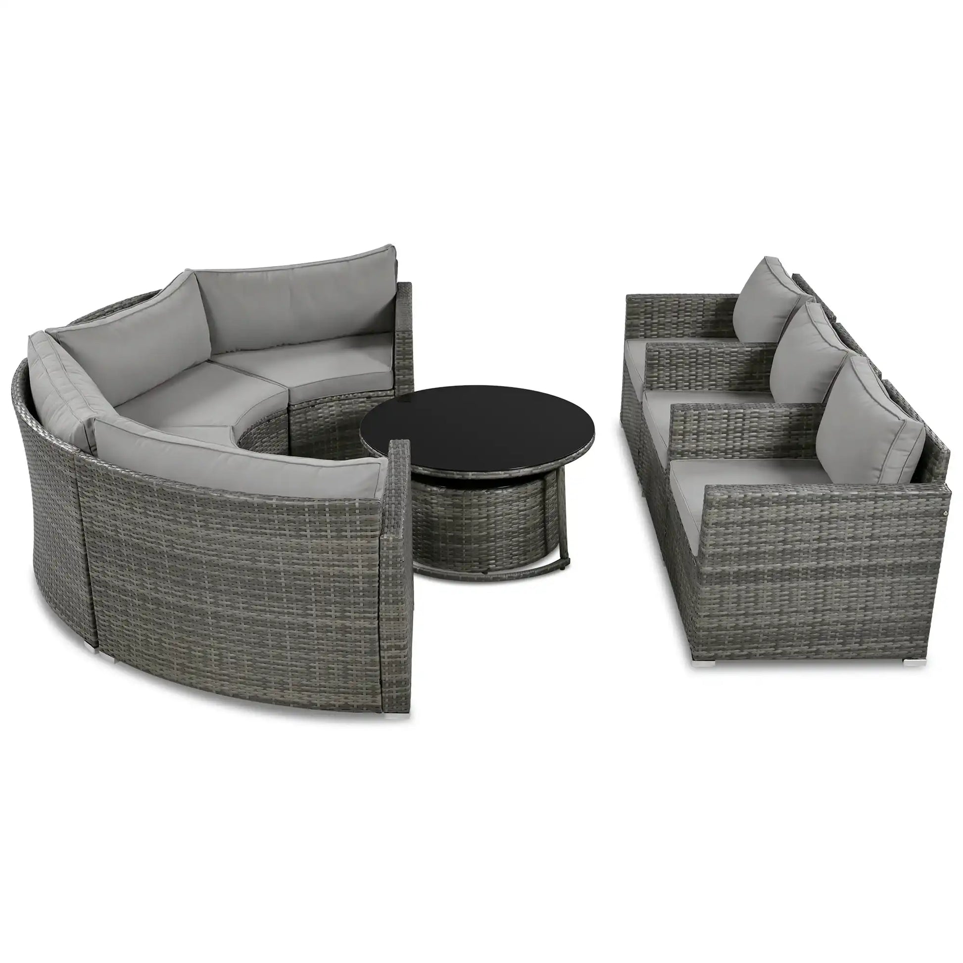 GO 9-Pieces Outdoor Half-moon Patio Sofa Set, Round Sofa Set, Modern Style Sofa, Gray Wicker - Best Buy Furniture