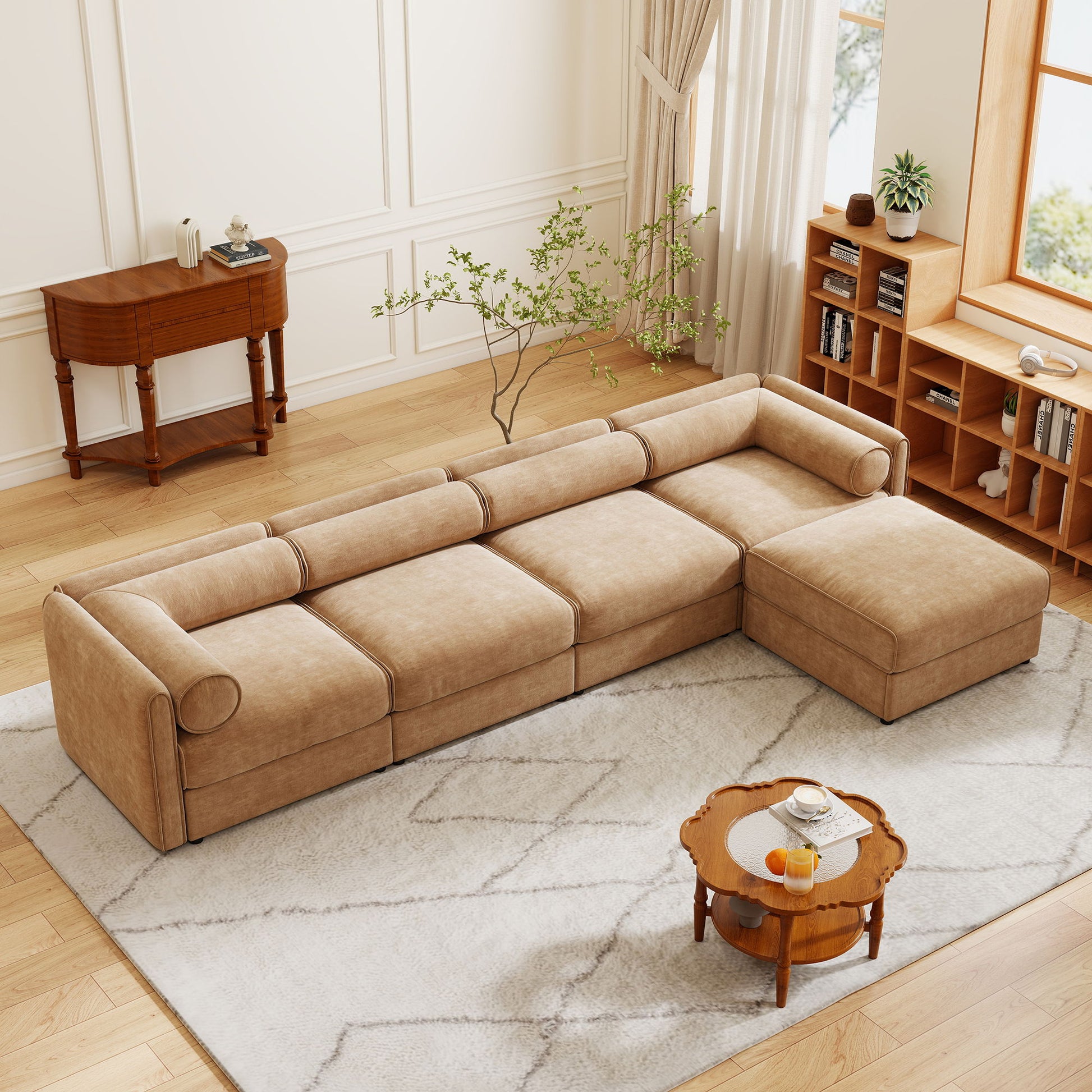 Contemporary Elegant White Chenille Sofa With Storage And Ottoman - Best Buy Furniture