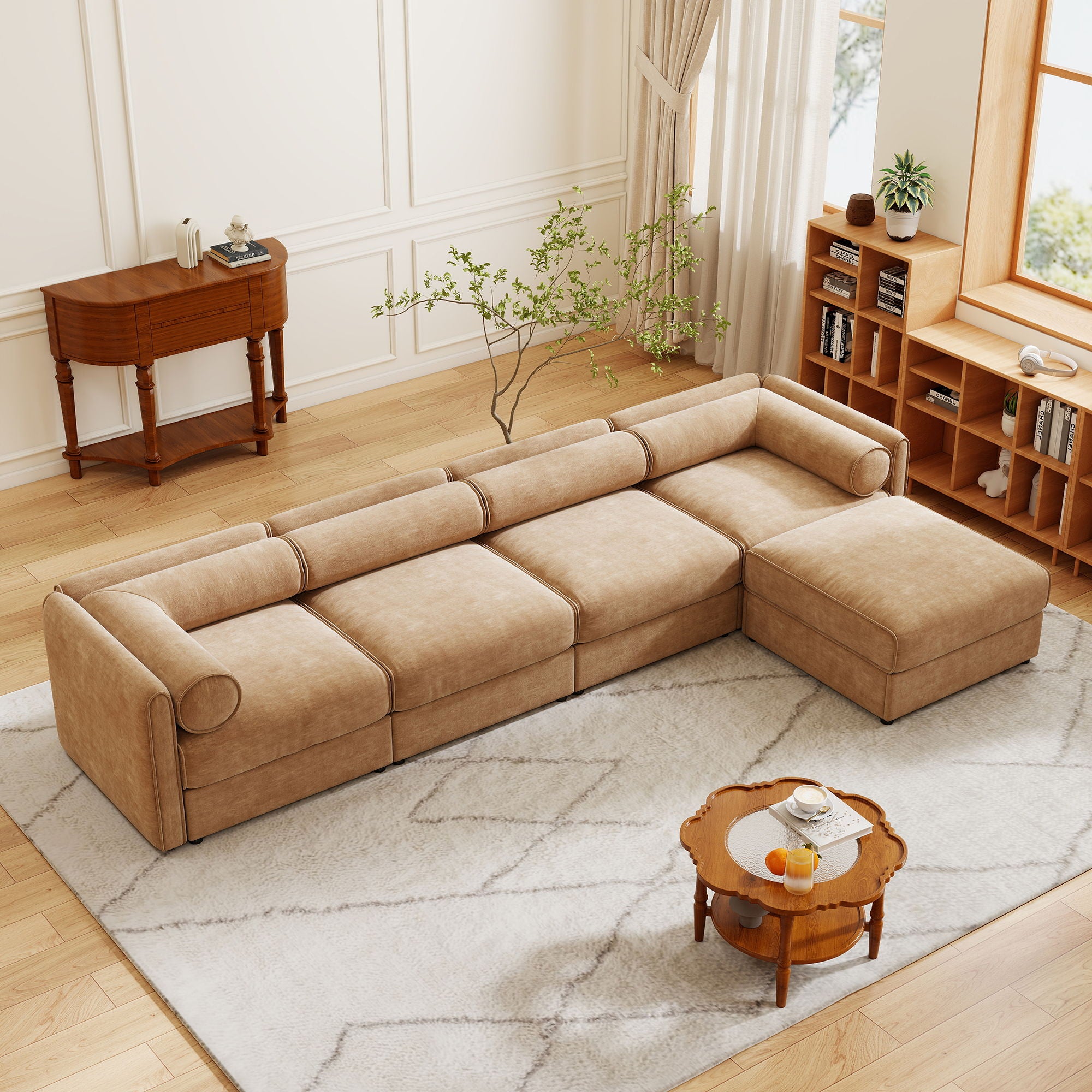 Contemporary Elegant White Chenille Sofa With Storage And Ottoman - Best Buy Furniture