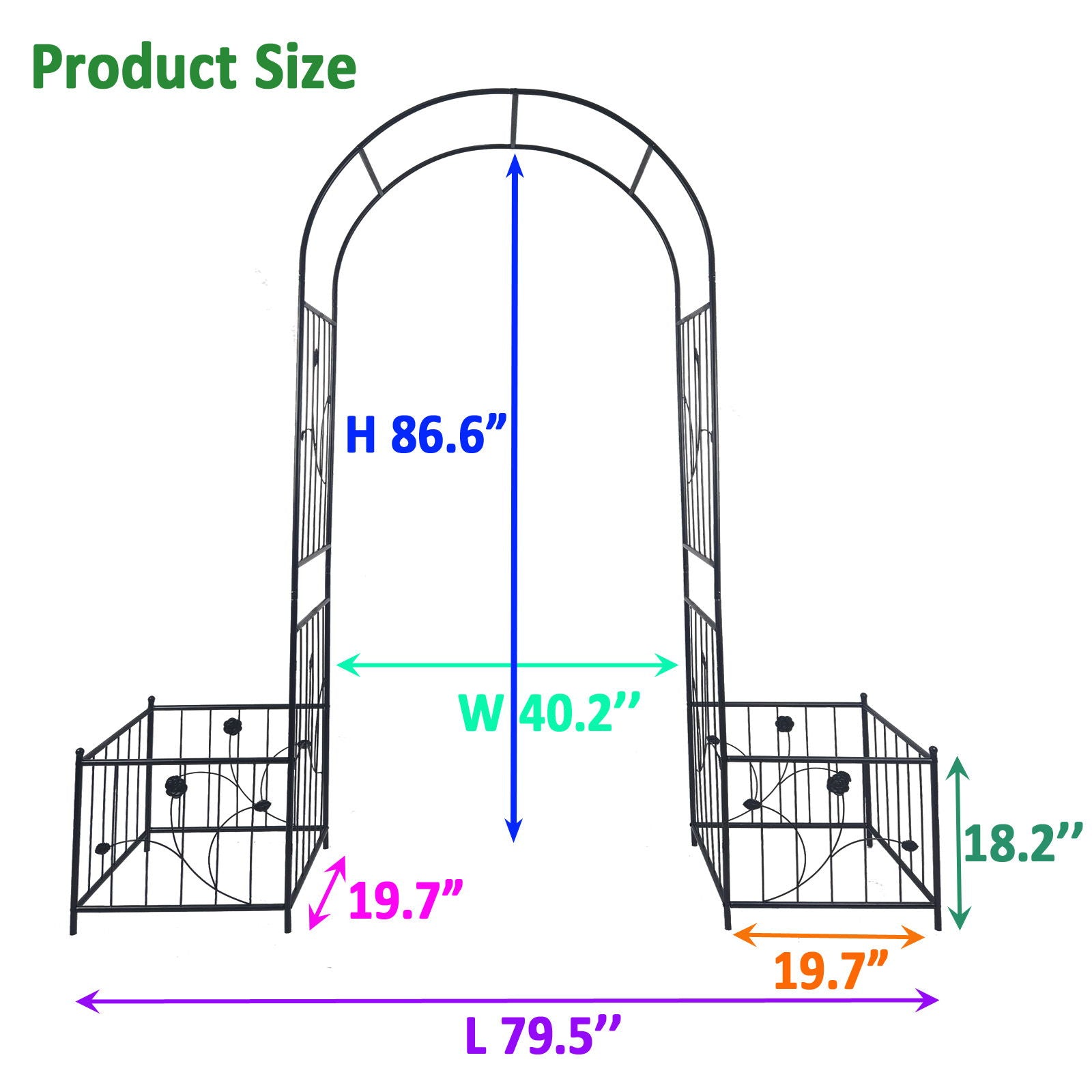 Metal Garden Arch With Two Plant Stands Wide High Climbing Plants Support Rose Arch Outdoor - Black - Best Buy Furniture
