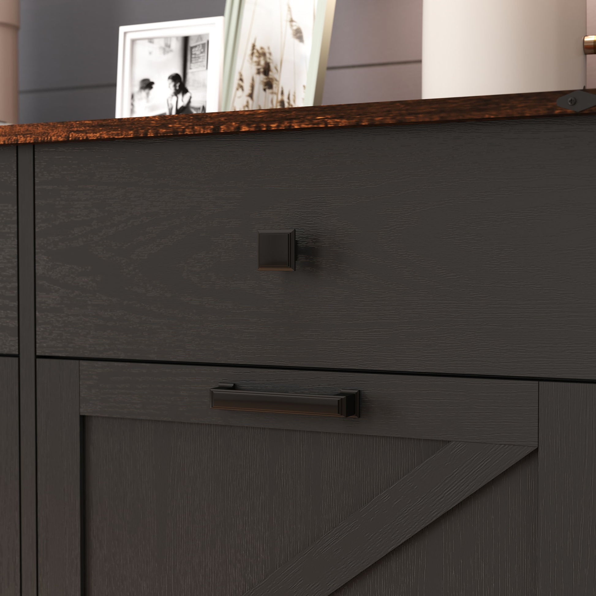 Double Tilt Out Trash Cabinet With Hideaway Drawer And Barn Door Style - Best Buy Furniture