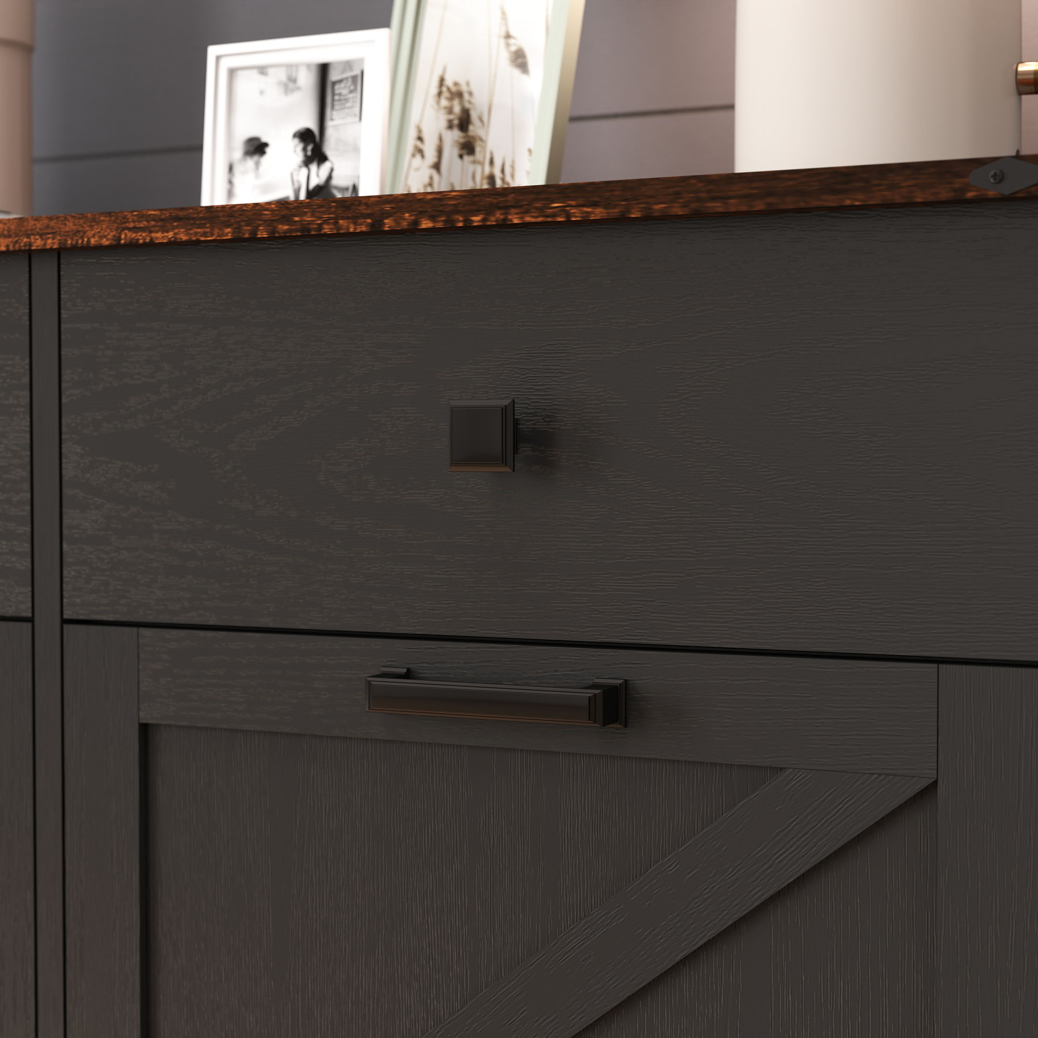 Double Tilt Out Trash Cabinet With Hideaway Drawer And Barn Door Style - Best Buy Furniture