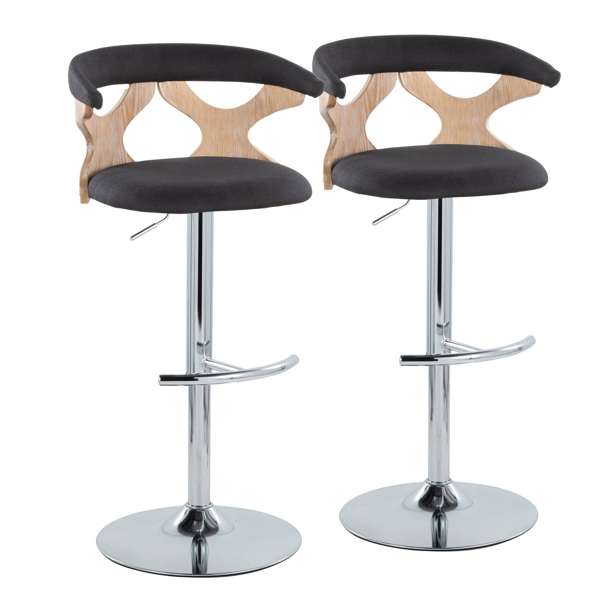 Gardenia - Contemporary Adjustable Barstool With Swivel / Rounded T Footrest (Set of 2) - Best Buy Furniture