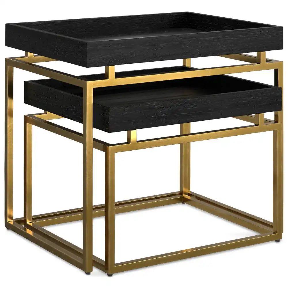 Macy - 2 Pieces Nesting Table - Black / Gold - Best Buy Furniture