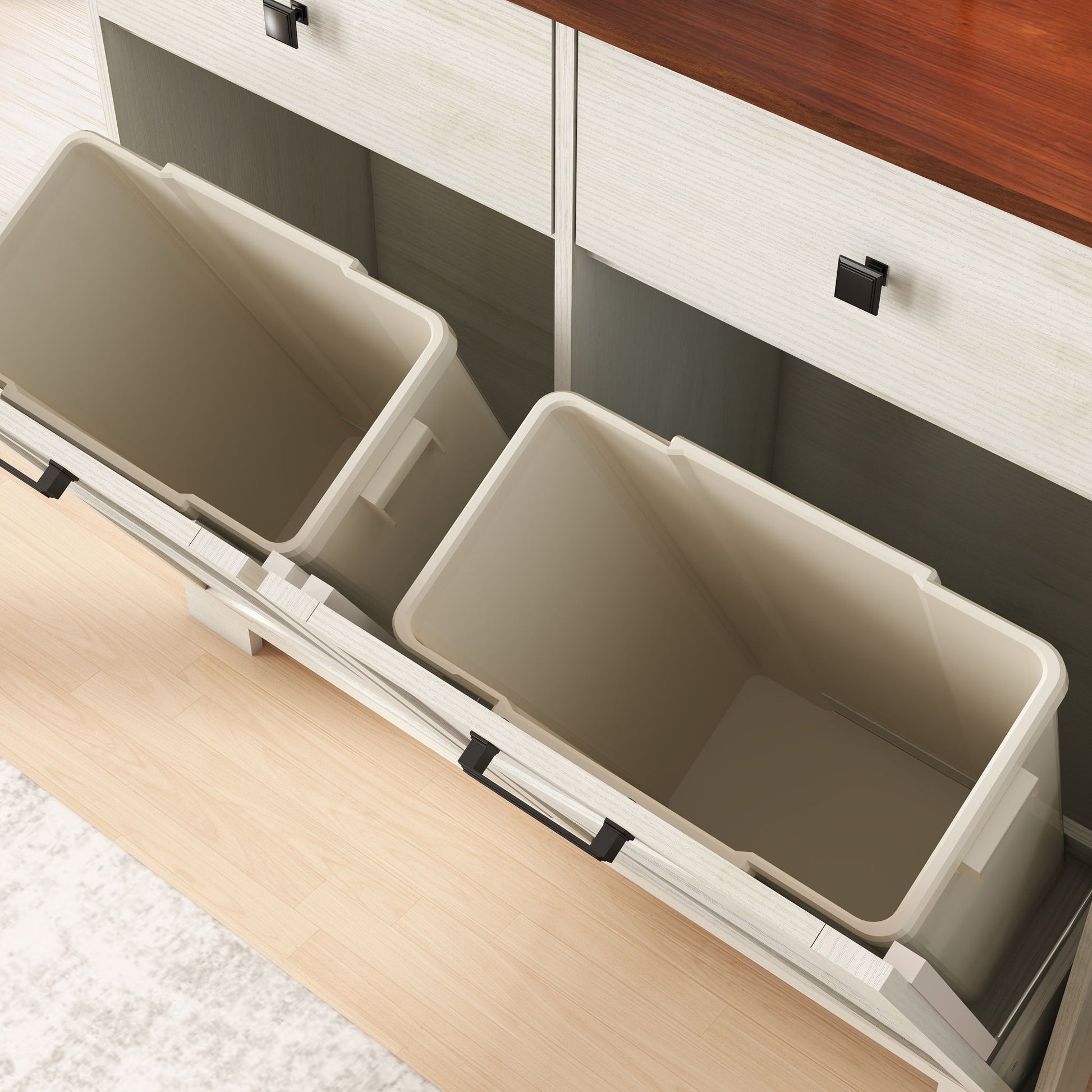 Double Tilt Out Trash Cabinet With Hideaway Drawer And Barn Door Style - Best Buy Furniture
