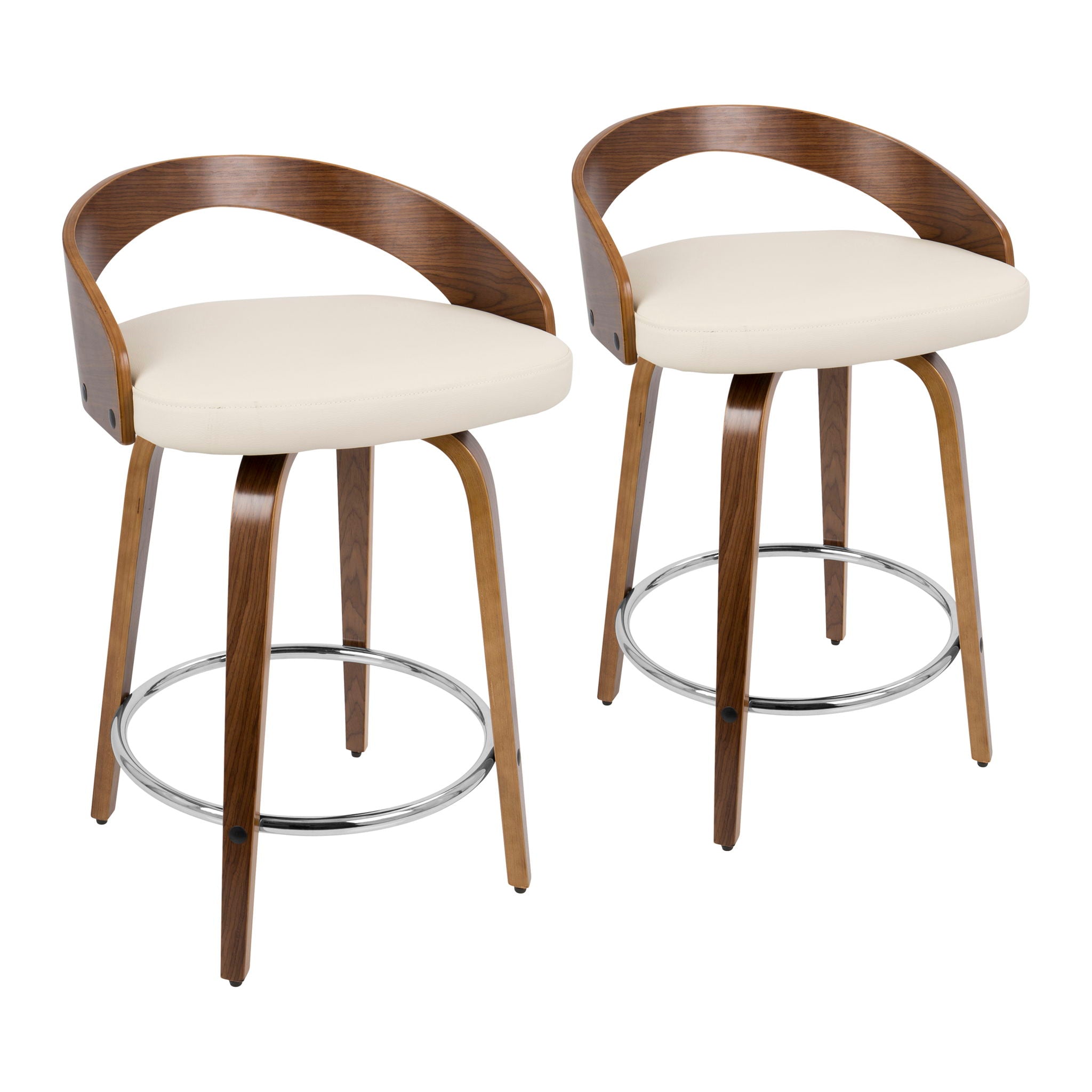 Grotto - Mid-Century Modern, Counter Stool With Swivel (Set of 2) - Best Buy Furniture