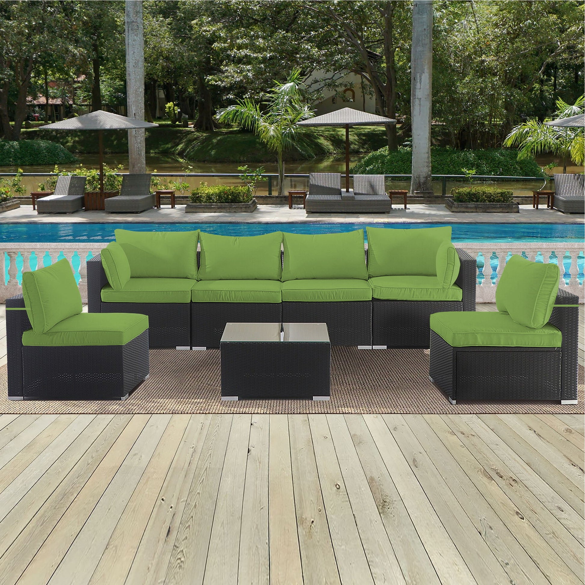 Cushion Covers For 7 Piece Wicker Sectional Sofa, 14 Pack Seat And Back Slipcovers With Zipper - Best Buy Furniture
