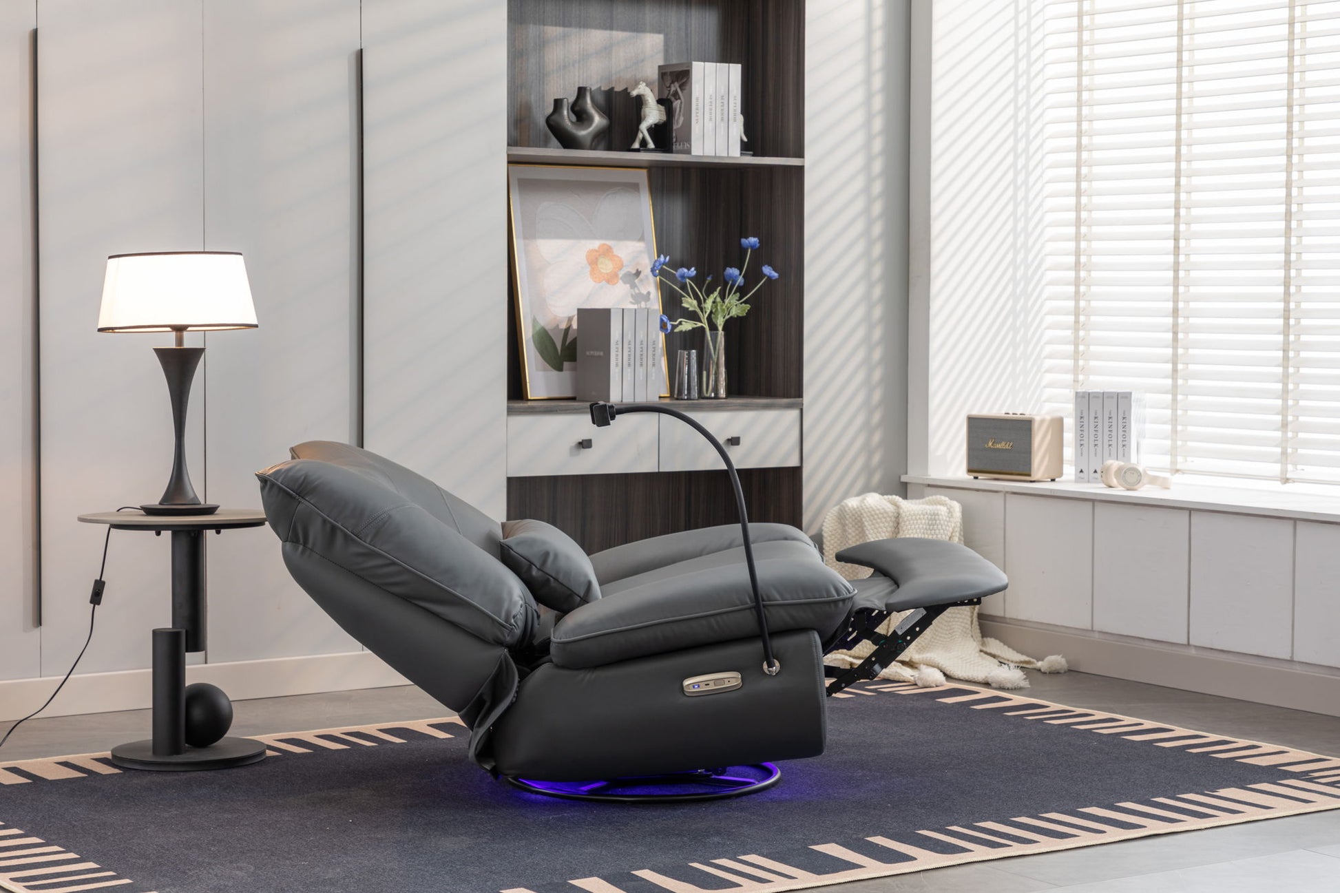 270 Swivel Glider Recliner Chair, Power Recliner Rocking Chair, USB Port Charge For Nursery Chair With Atmosphere Lamp For Living Room Bedroom Apartment - Best Buy Furniture