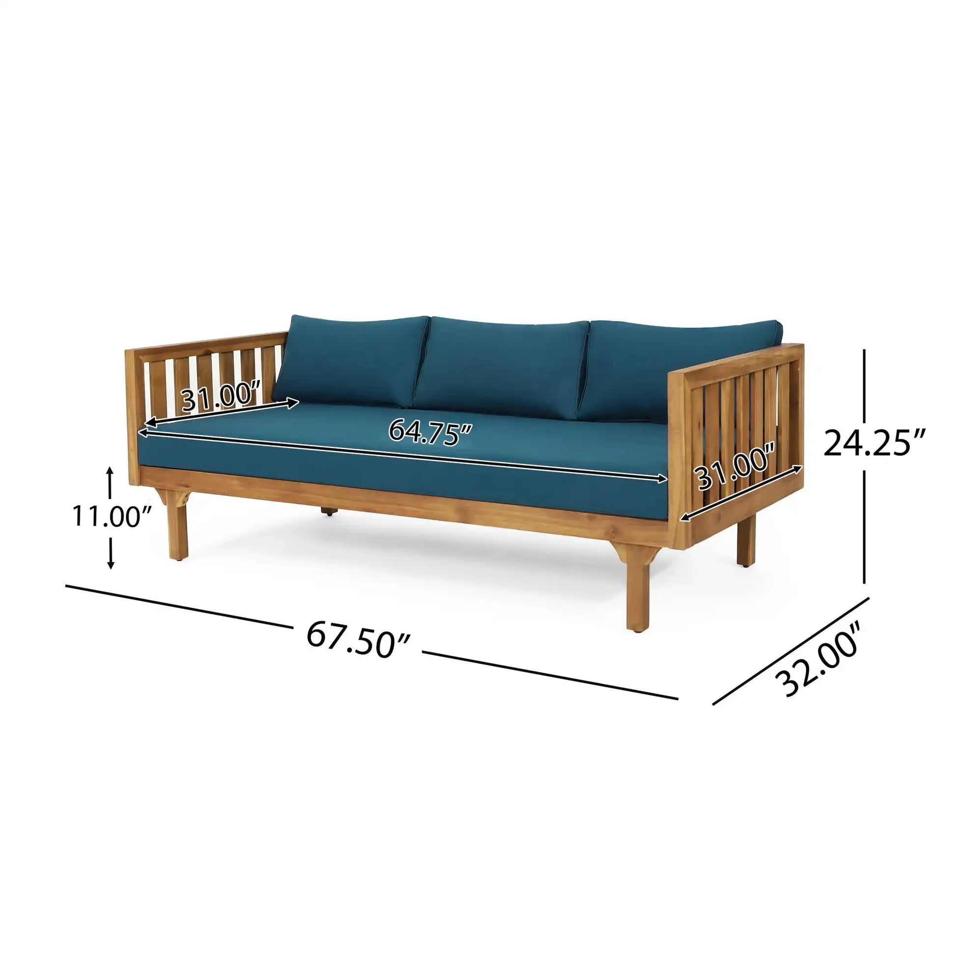 Claremont - 3 Seater Daybed Teak Acacia Wood Water Resistant Cushions - Best Buy Furniture