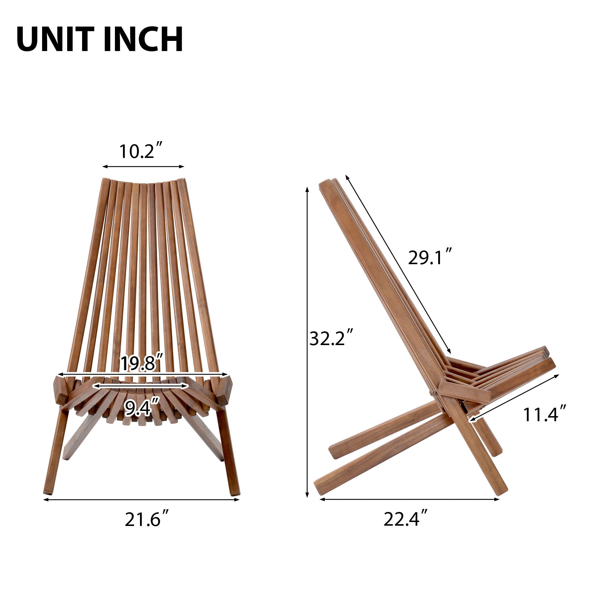 Folding Wood Chair, Portable Solid Wood Seating For Indoor Or Outdoor Use - Natural - Best Buy Furniture