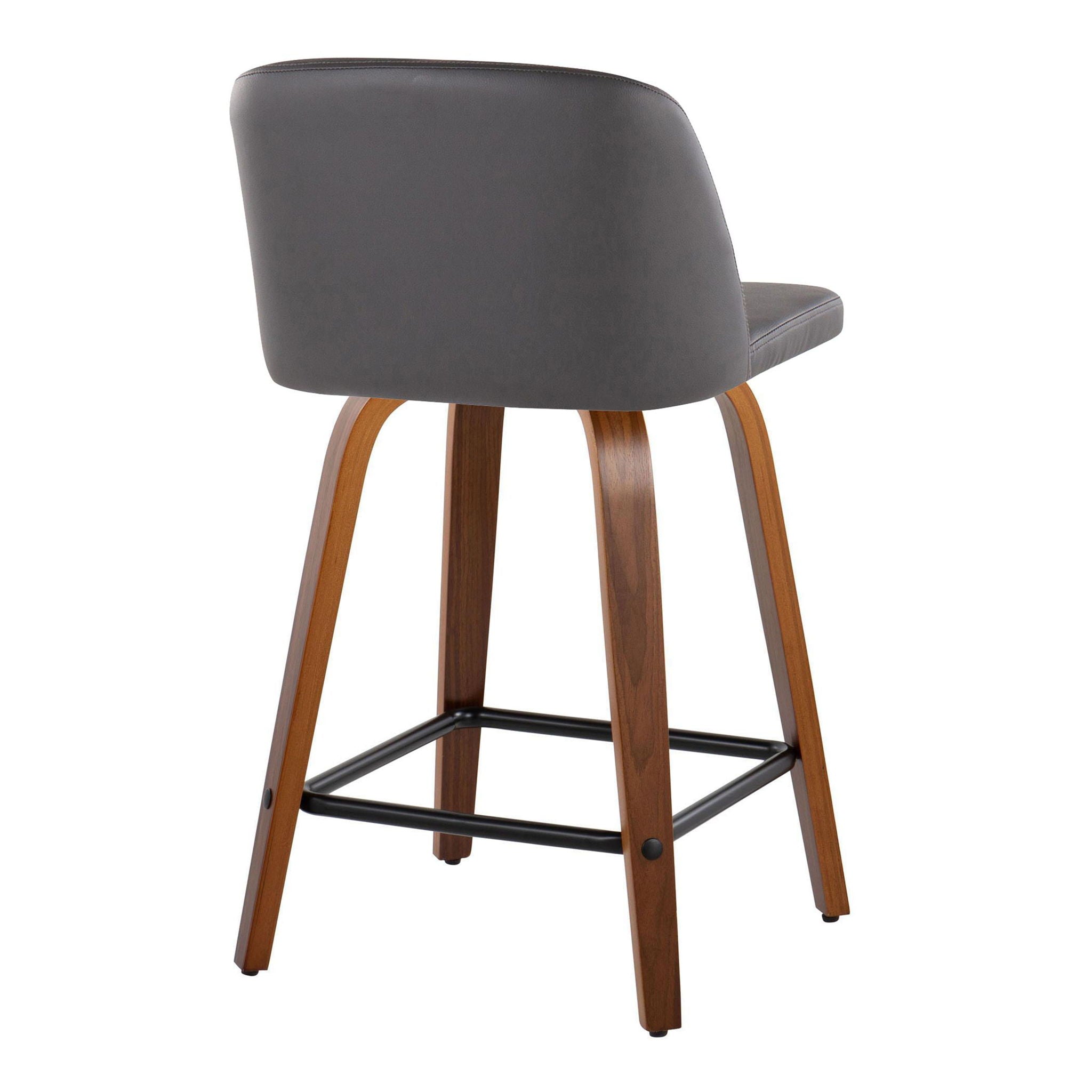 Toriano - Contemporary Fixed Height Counter Stool With Swivel & Square Footrest (Set of 2) - Walnut / Gray - Best Buy Furniture