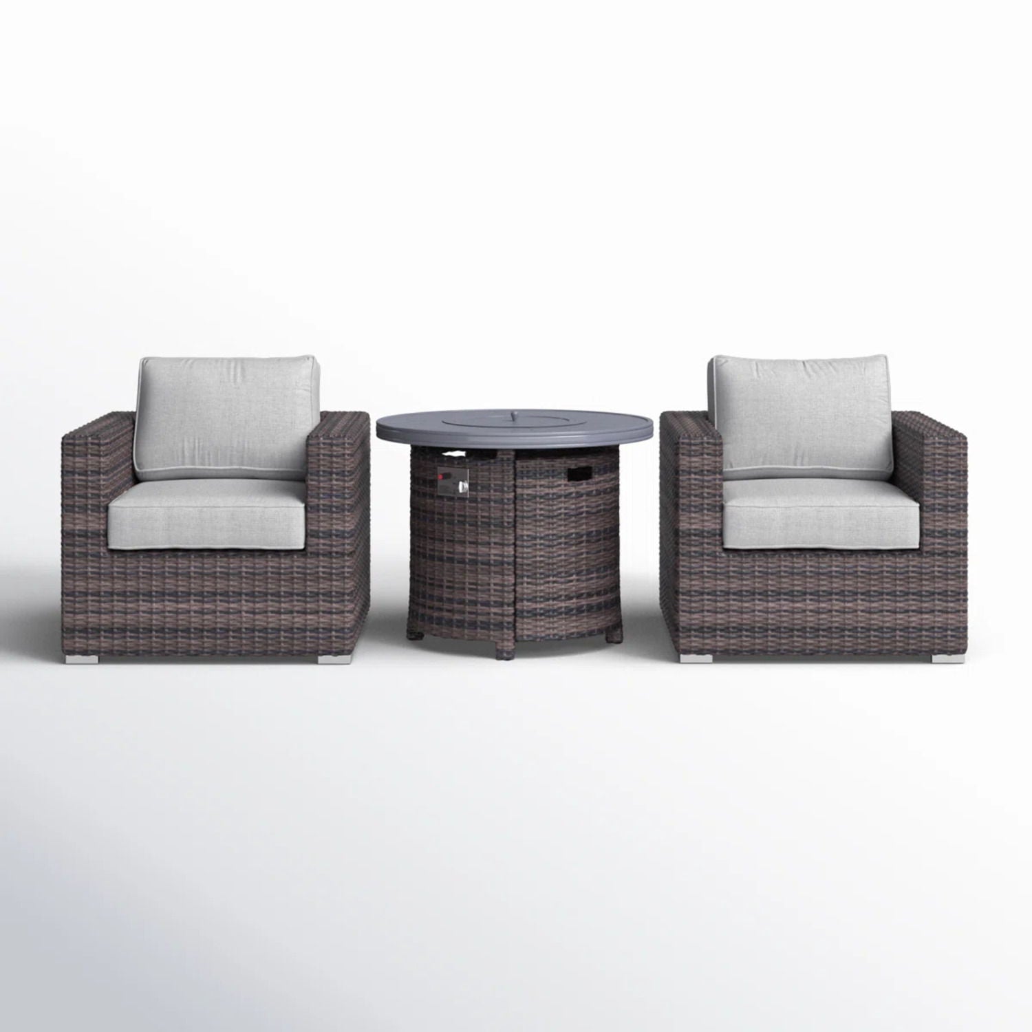 Rattan Patio Set With Comfortable Cushions And Fire Pit - Best Buy Furniture