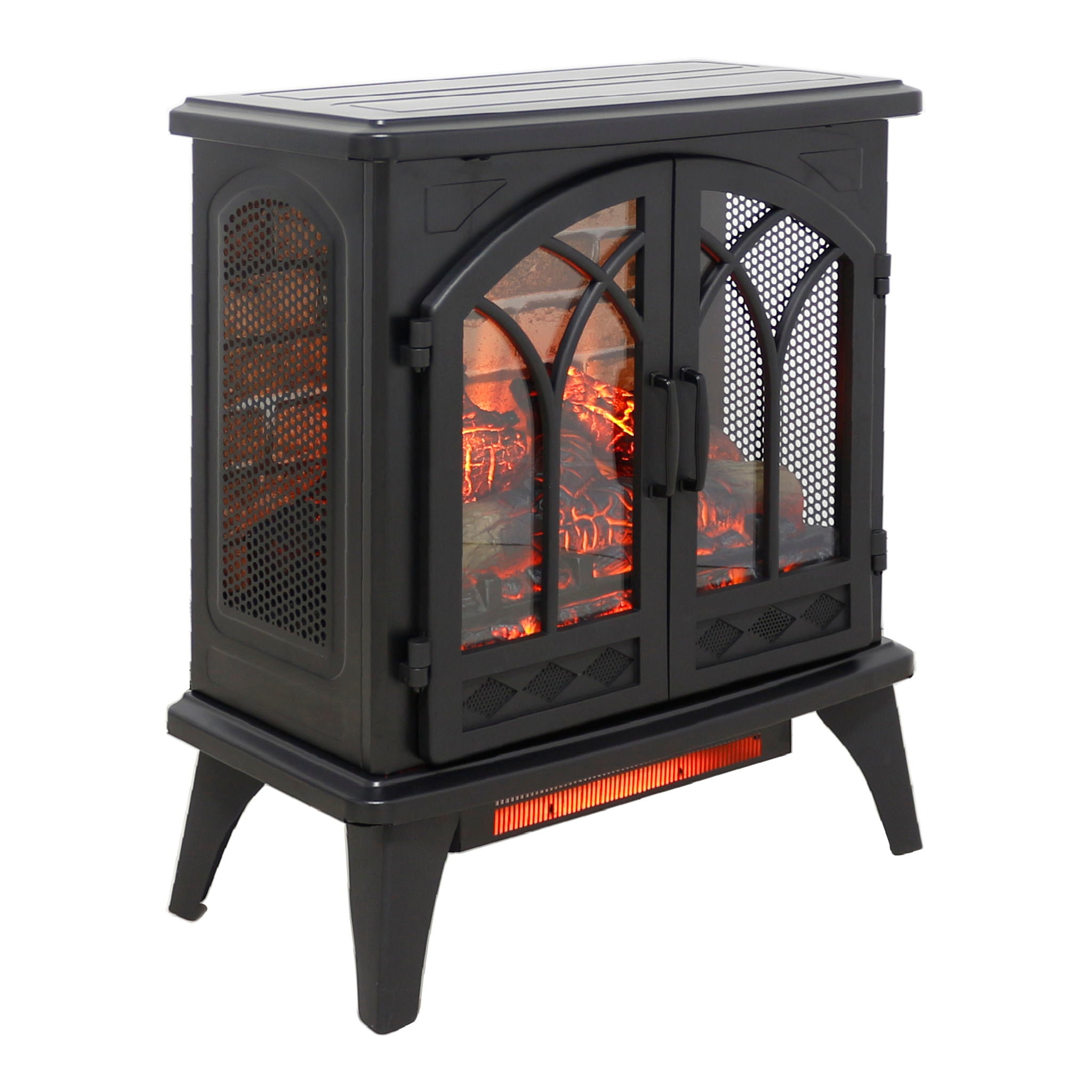 3D Flame Electric Infrared Quartz Fireplace Stove With Remote Control - Antique Black - Best Buy Furniture