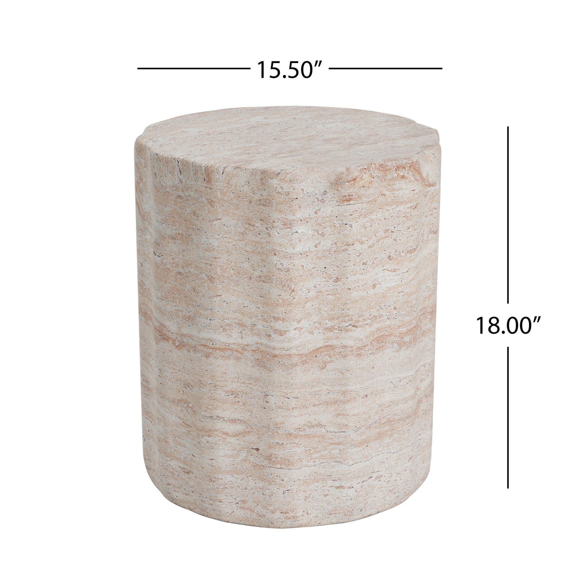 Elegant Indoor / Outdoor Lightweight Concrete Side Table With Travertine - Beige - Best Buy Furniture