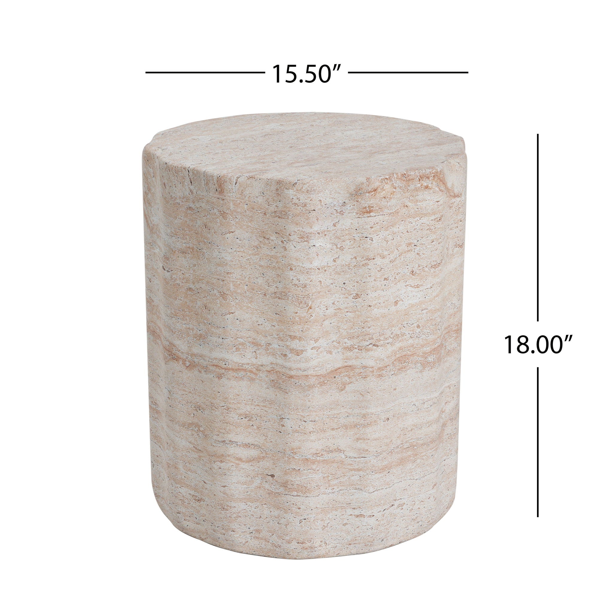 Elegant Indoor / Outdoor Lightweight Concrete Side Table With Travertine - Beige - Best Buy Furniture