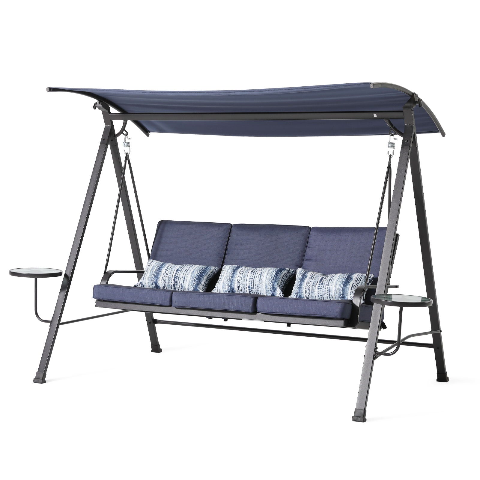 Steel 3 Seater Swing Porch Swing With Canopy - Blue - Best Buy Furniture