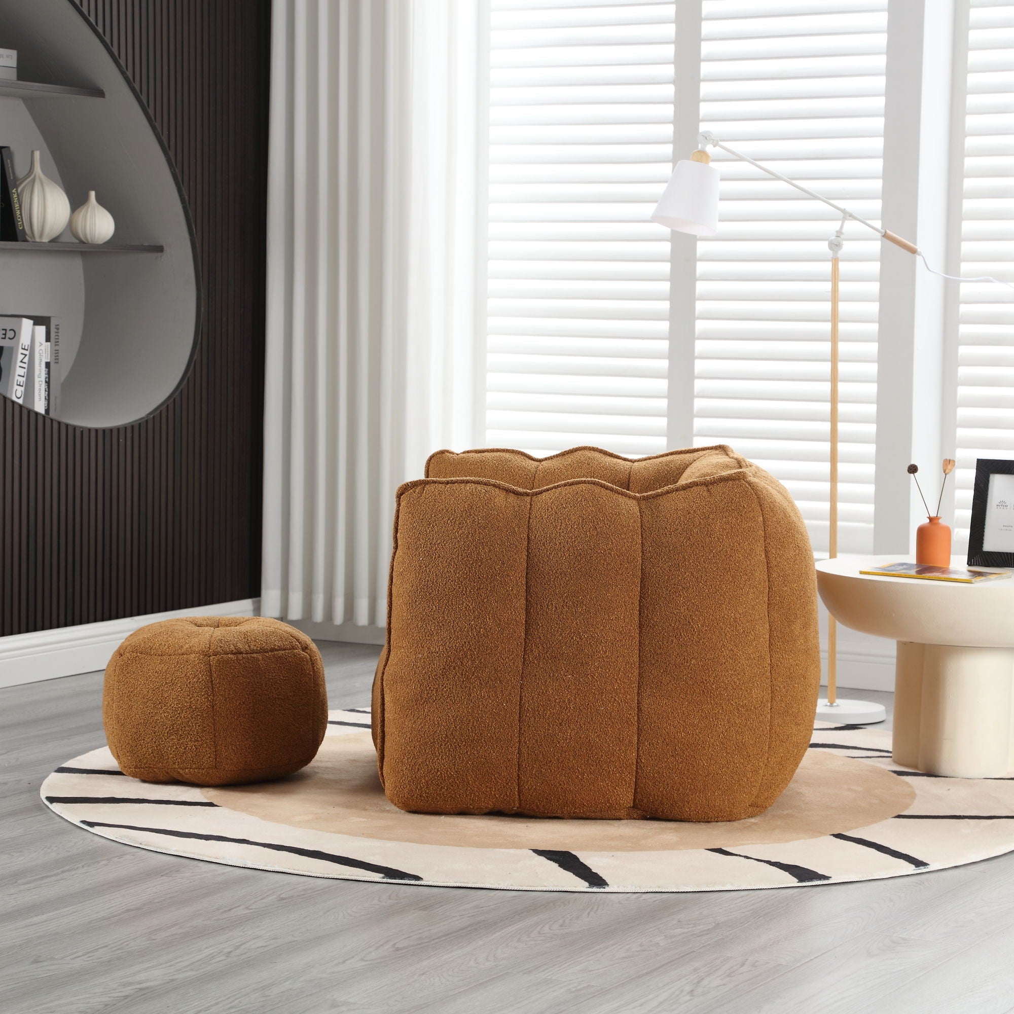 Soft Chenille Bean Bag Chair With High Resilient Foam