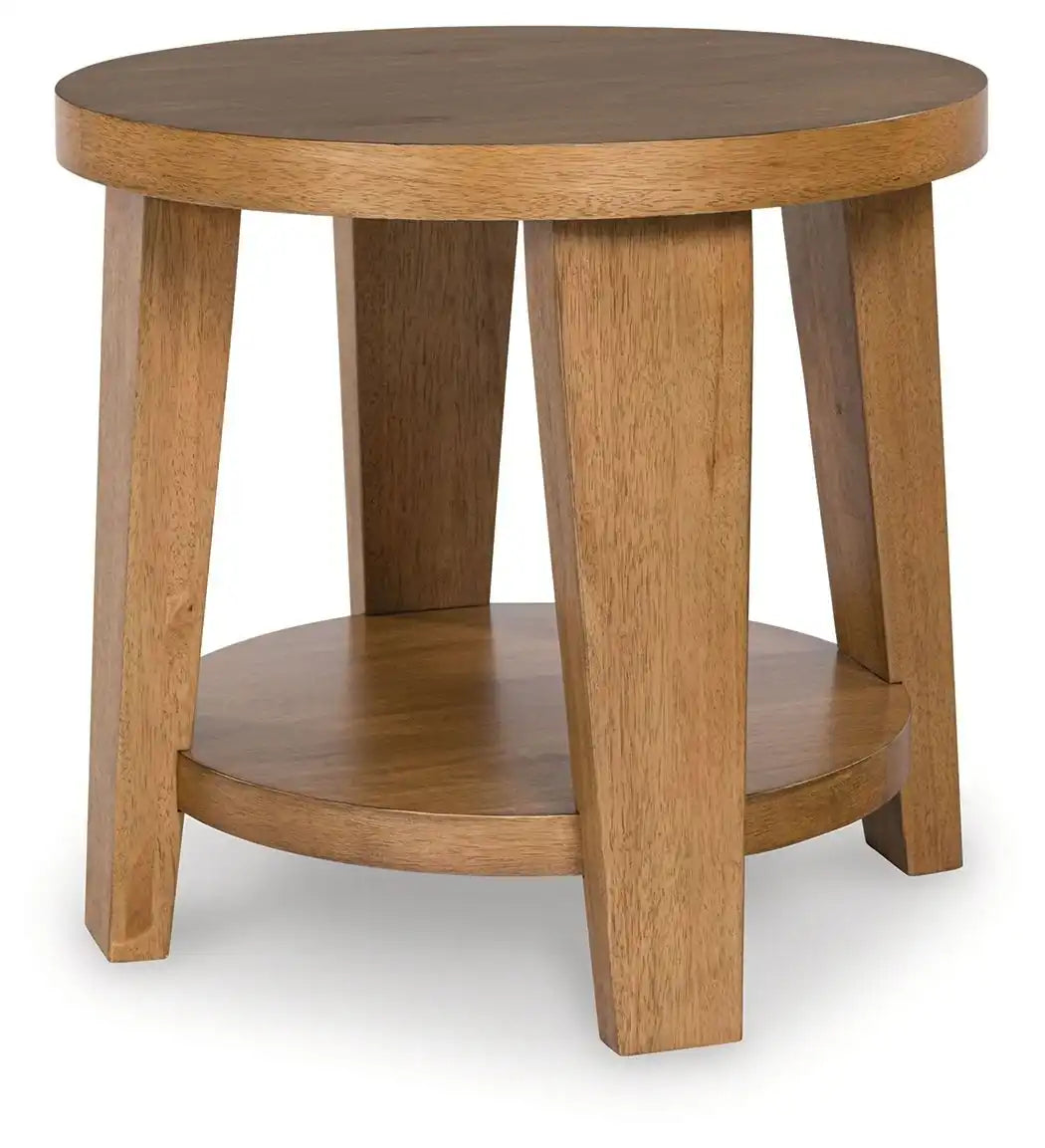Kristiland - Round End Table - Light Brown - Best Buy Furniture