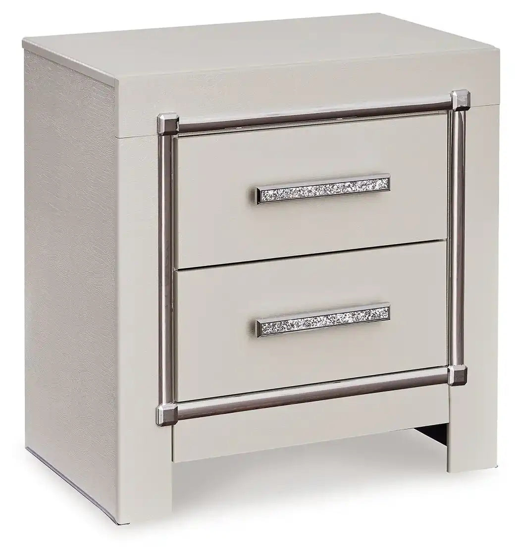 Zyniden - Two Drawer Night Stand - Silver - Best Buy Furniture