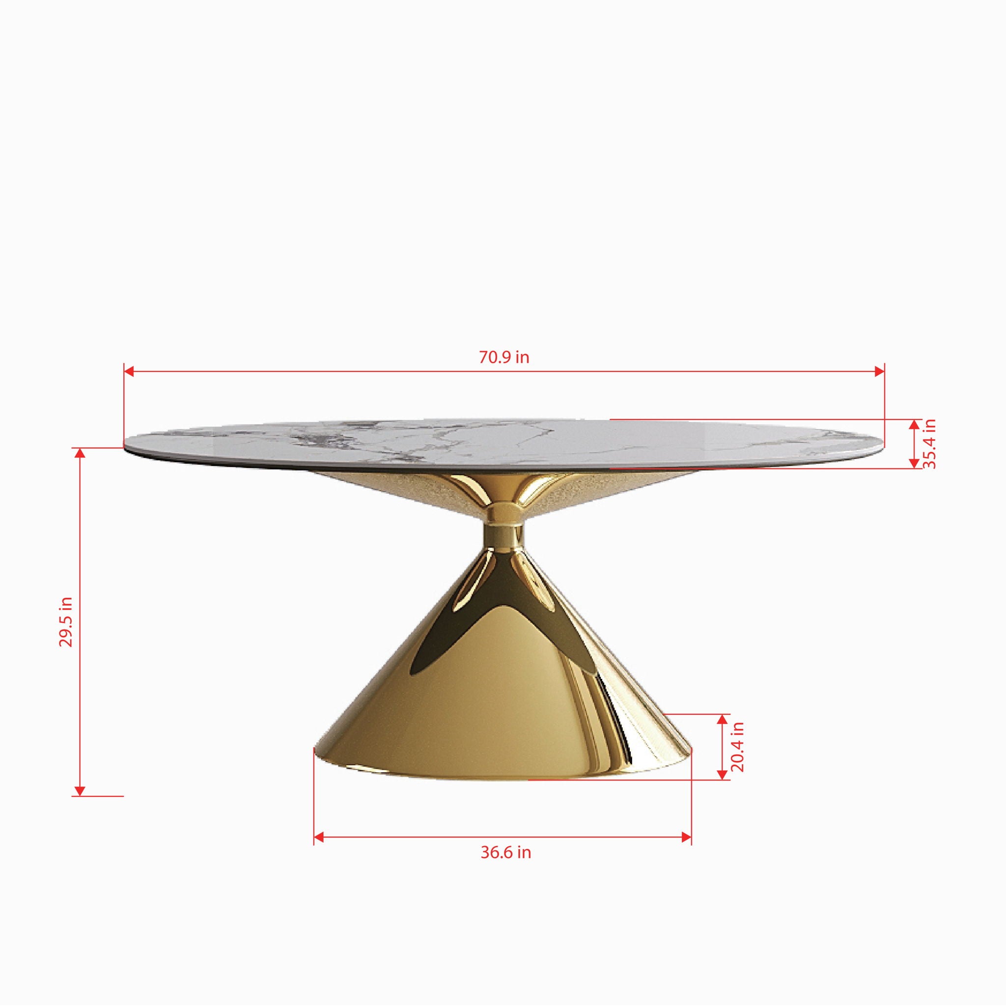 Modern Luxury Marble Dining Table Set Oval Kitchen Table With Stainless Steel Base - Gold / White Print - Best Buy Furniture
