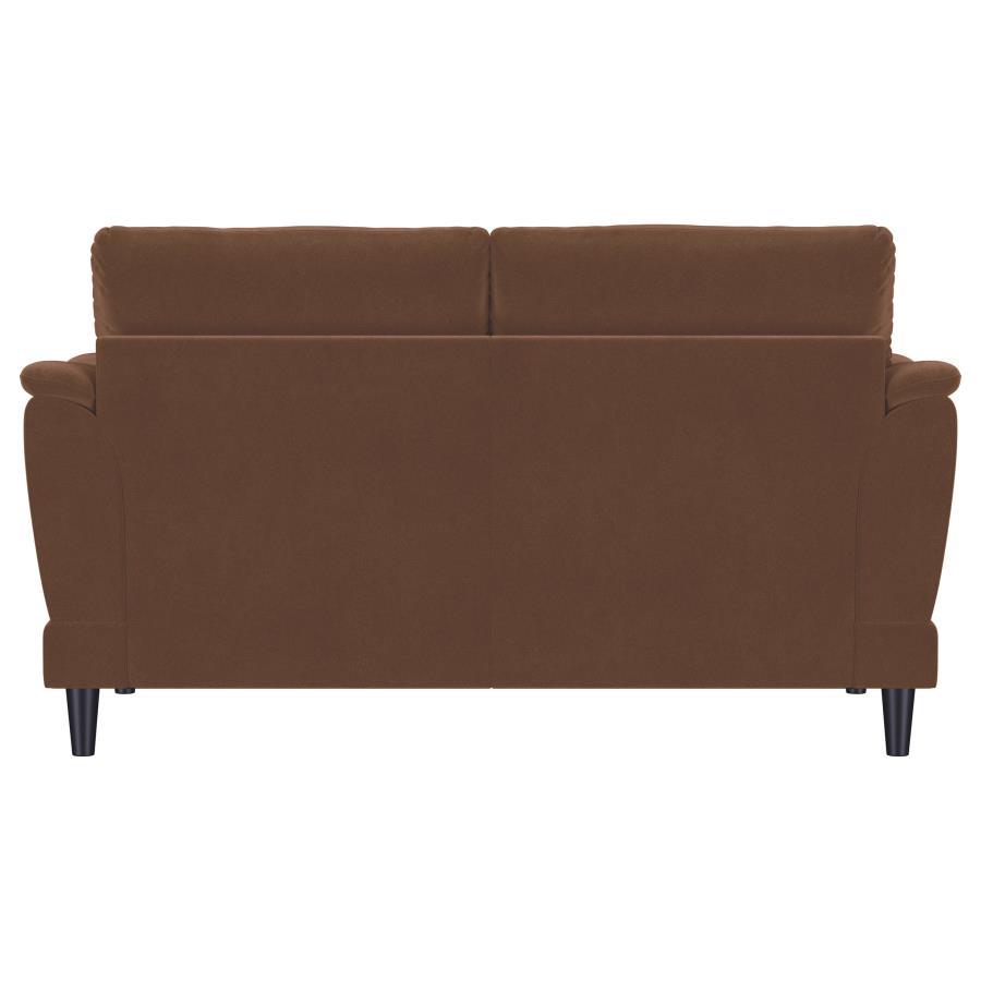 Selma - Velvet Upholstered Crescent Arm Loveseat - Rust - Best Buy Furniture