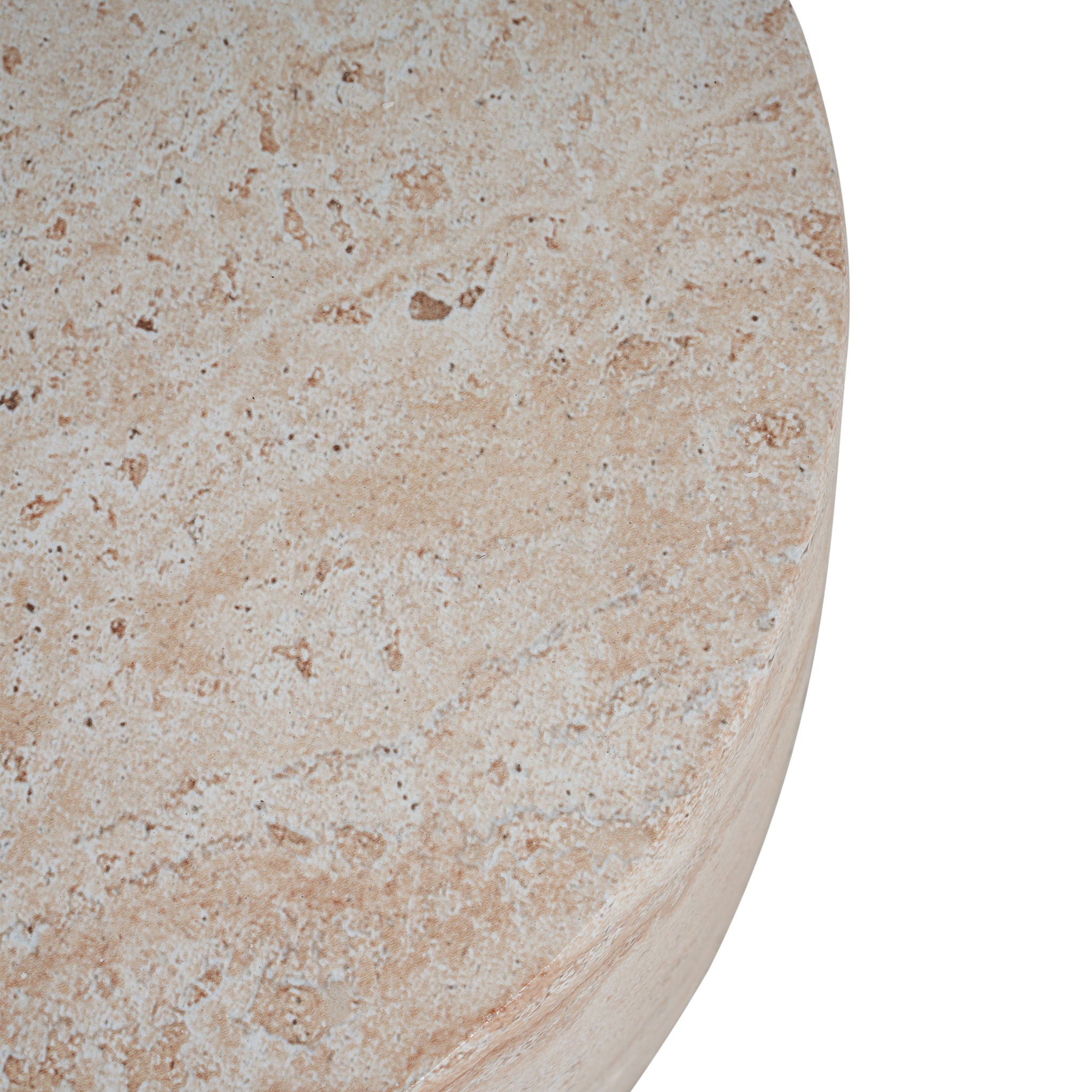 Outdoor / Indoor, Lightweight Concrete Side Table With Travertine - Beige - Best Buy Furniture