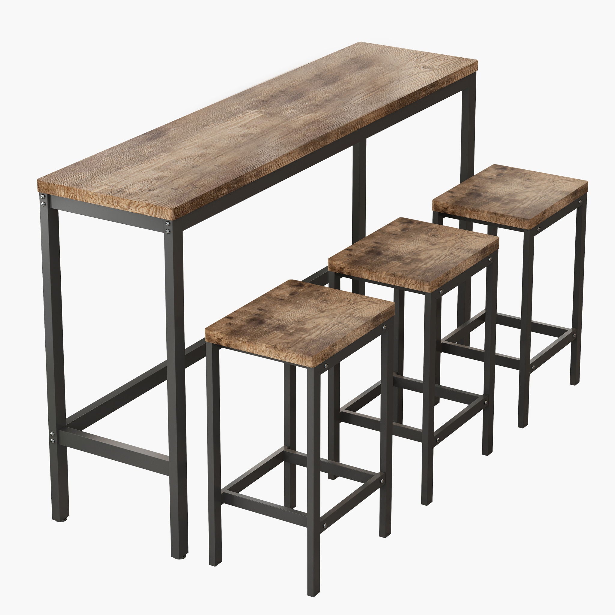 Modern Design Long Dining Table Set With 3 Stools - Best Buy Furniture