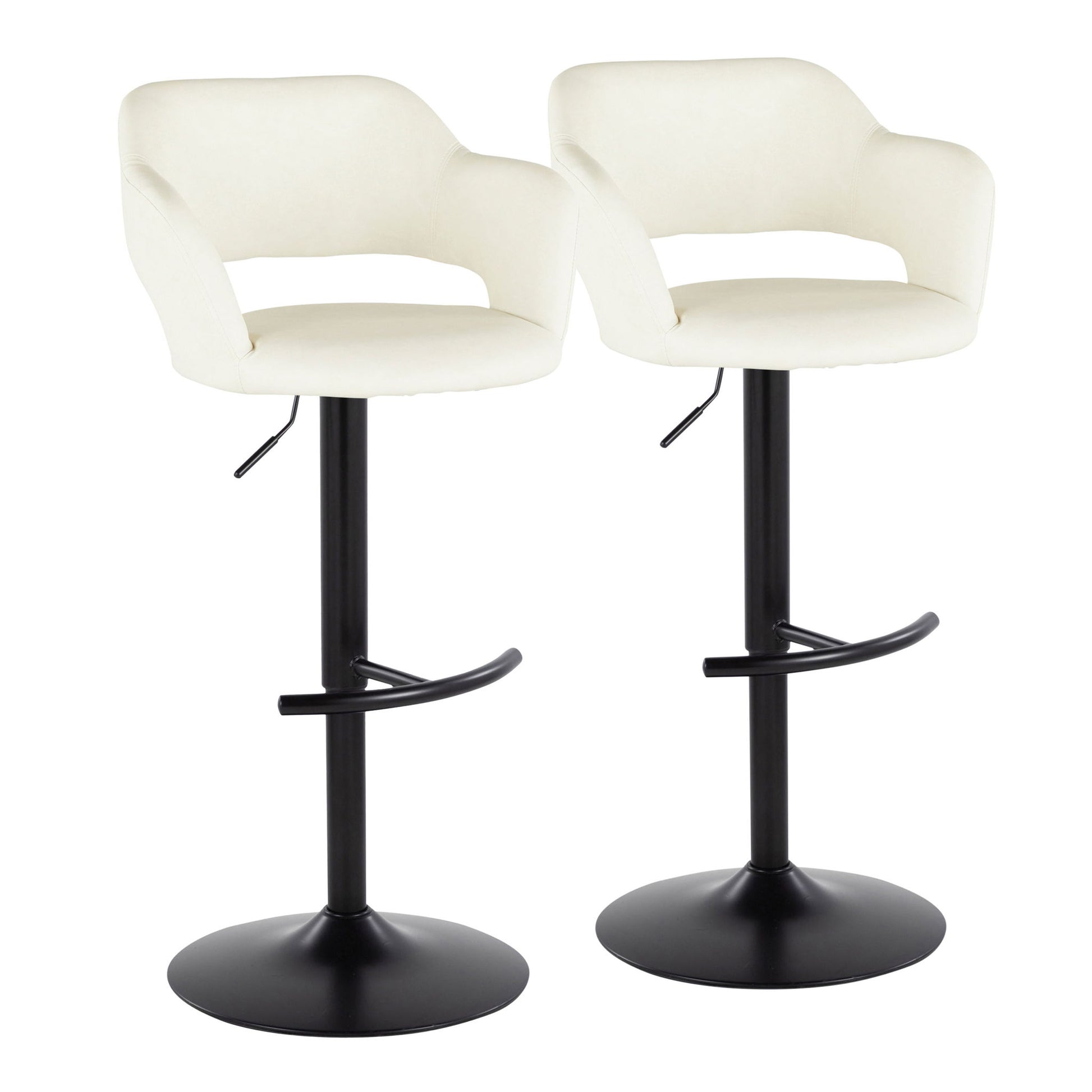 Margarite - Contemporary Adjustable Barstool With Swivel With Rounded T Footrest (Set of 2) - Best Buy Furniture
