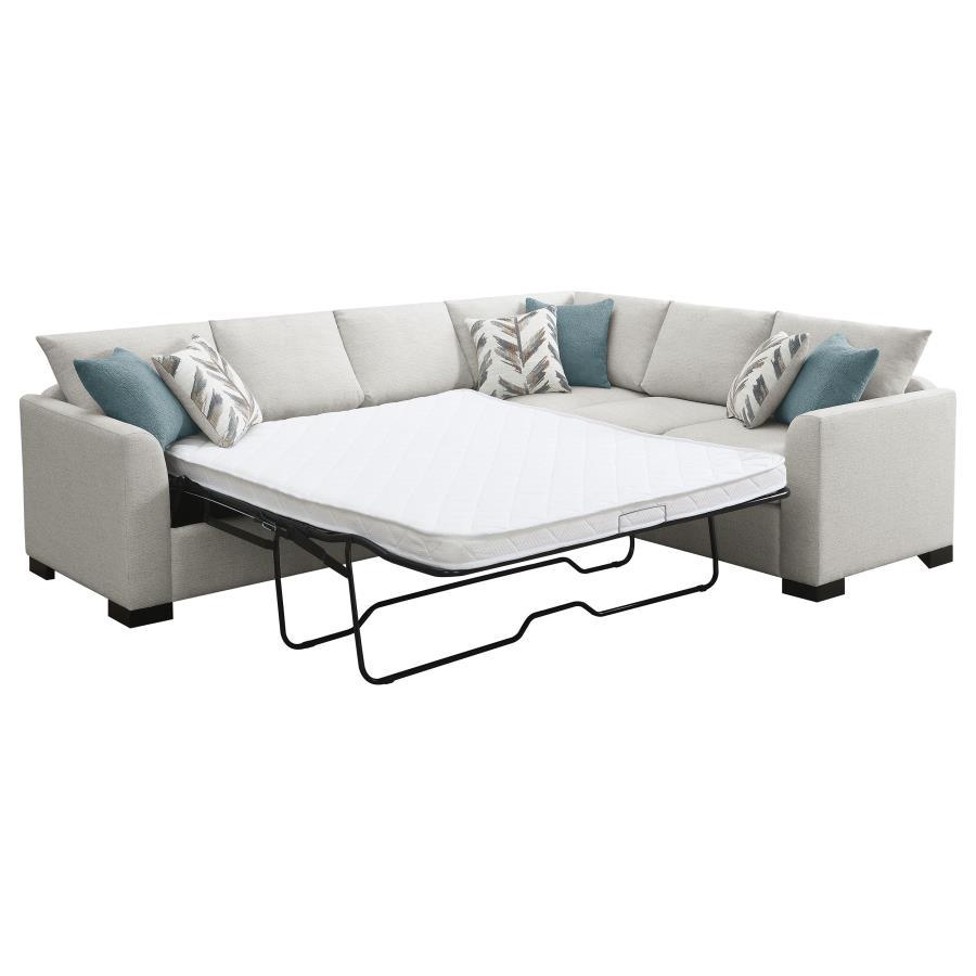Ashford - Chenille Upholstered Sleeper Sectional Sofa - Greige - Best Buy Furniture