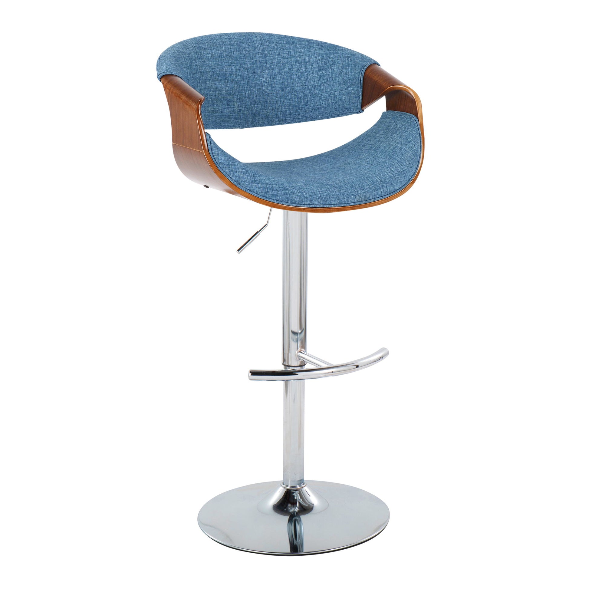 Curvo - Mid Century Modern Adjustable Barstool With Swivel With Rounded T Footrest (Set of 2) - Best Buy Furniture