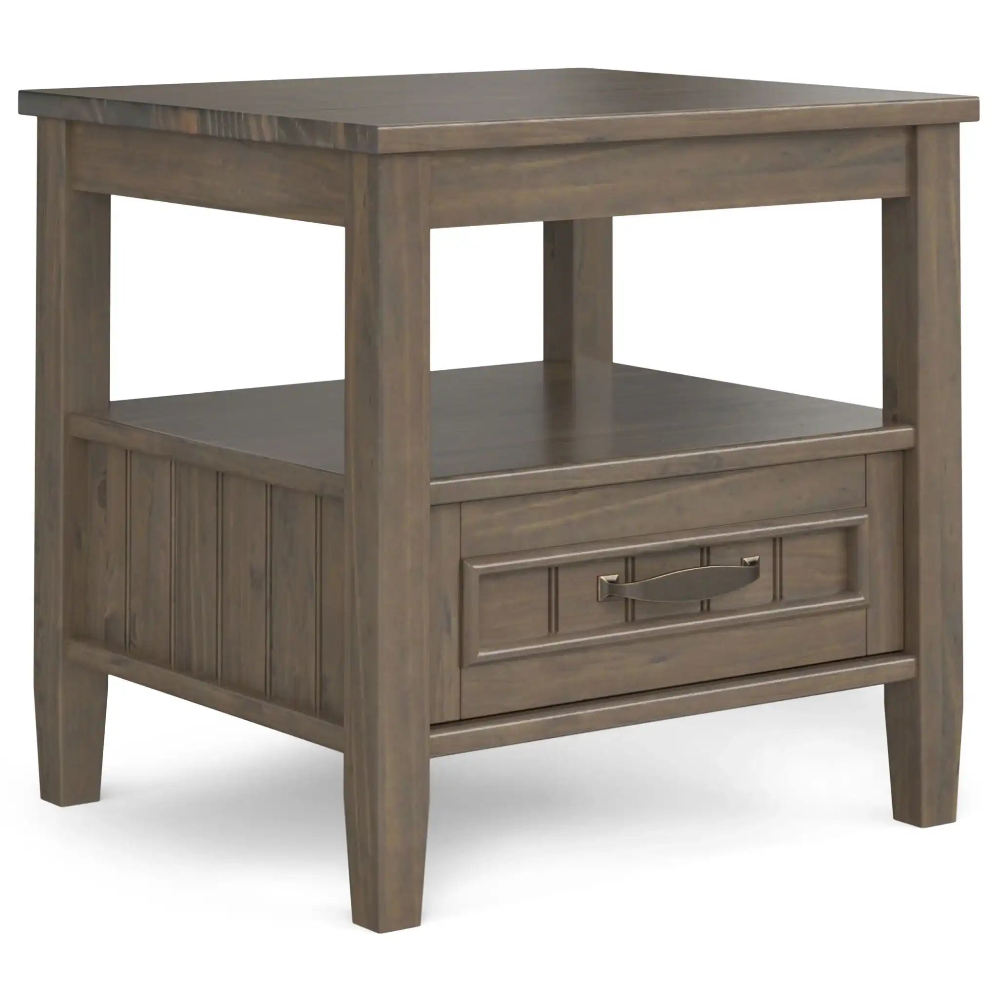 Lev - End Table With Bottom Drawer - Smoky Brown - Best Buy Furniture