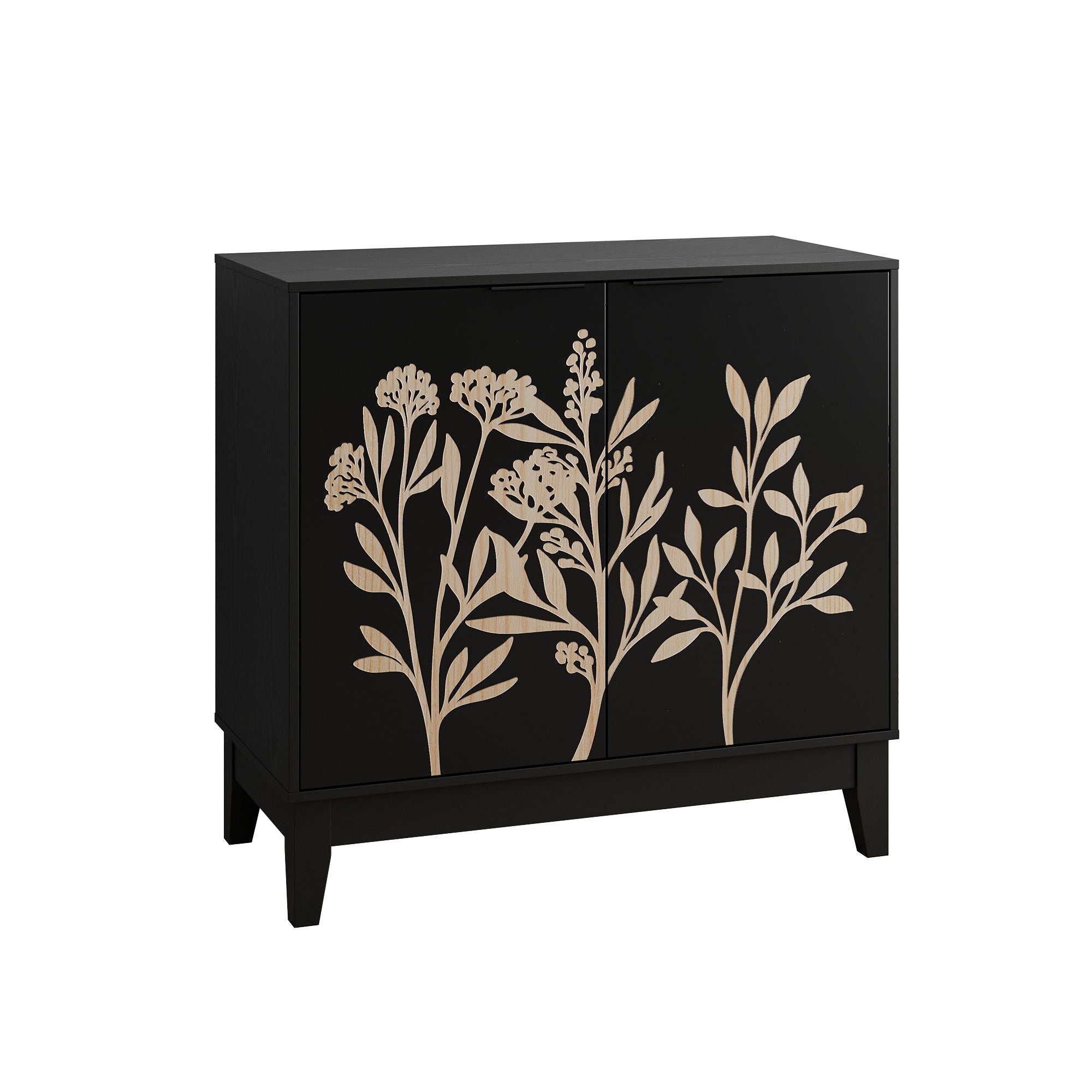 Vintage Carved Buffet Cabinet With Adjustable Shelves, Wooden Decorative Sideboard - Black - Best Buy Furniture