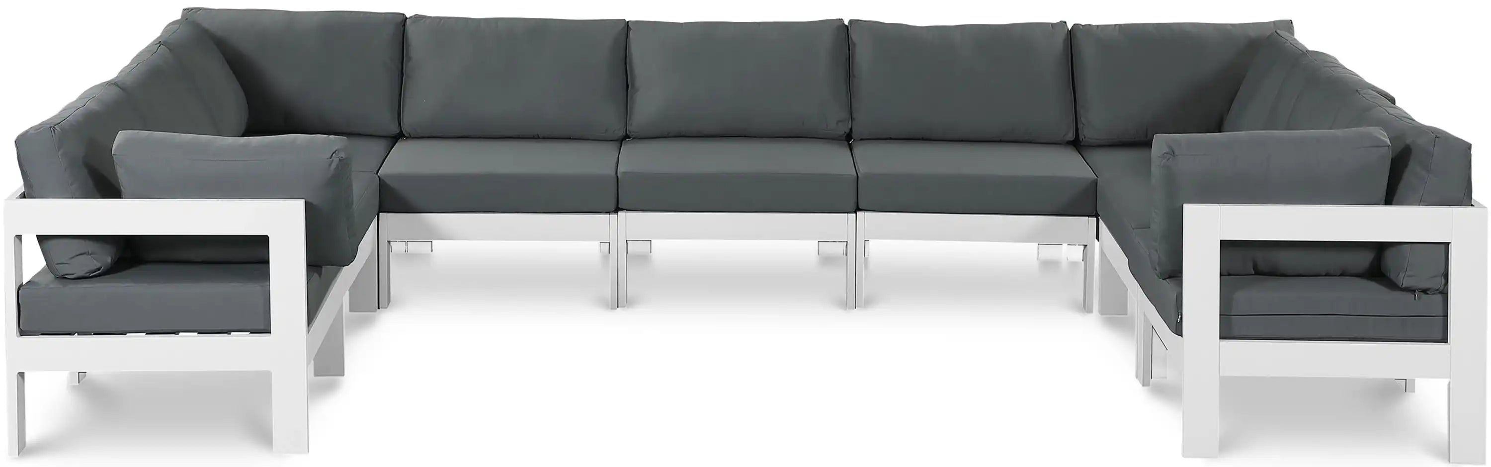 Nizuc - Outdoor Patio 9 Piece Modular Sectional With White Frame - Best Buy Furniture