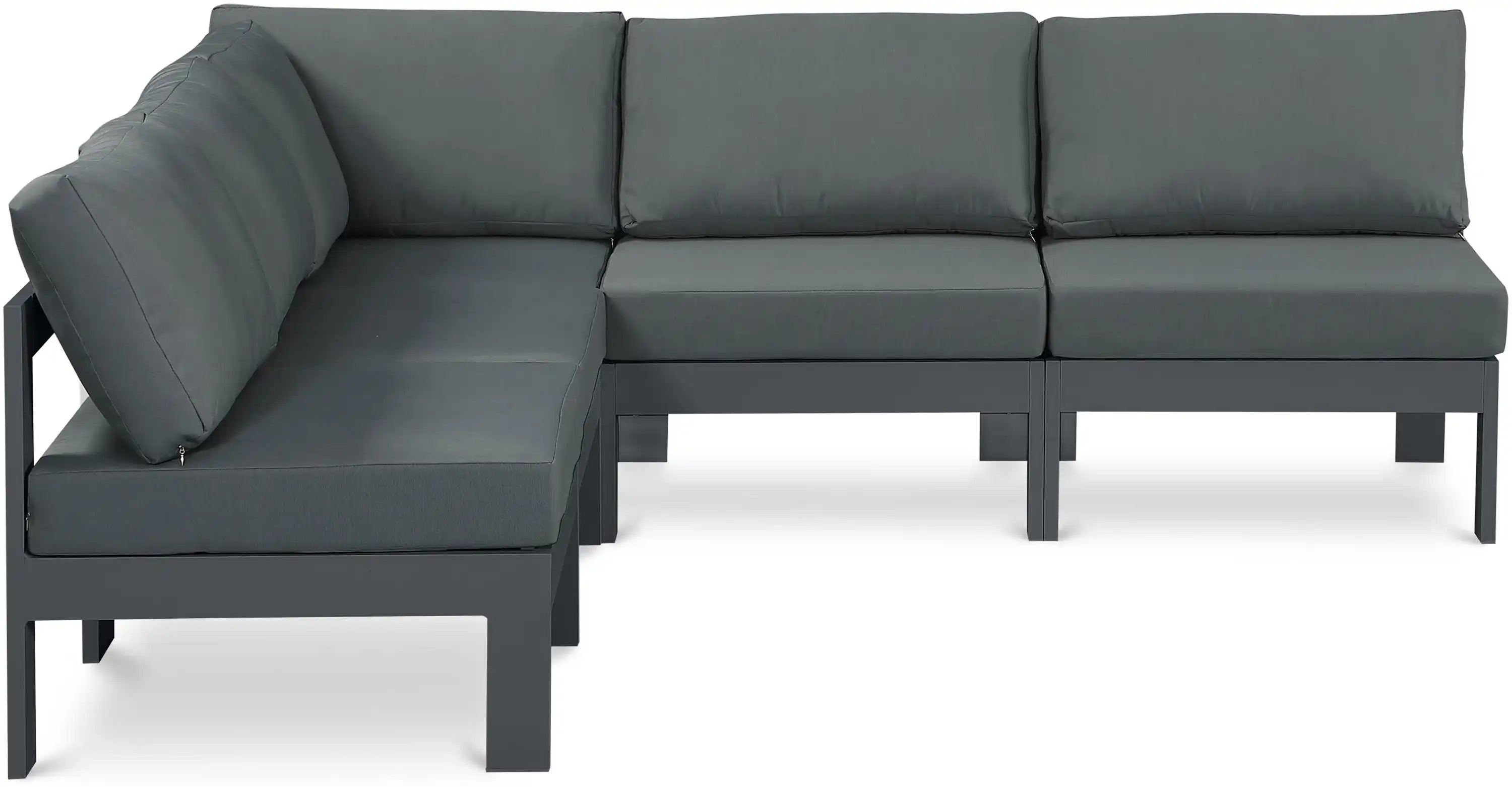 Nizuc - Outdoor Patio 5 Piece Modular Sectional With Gray Frame - Best Buy Furniture