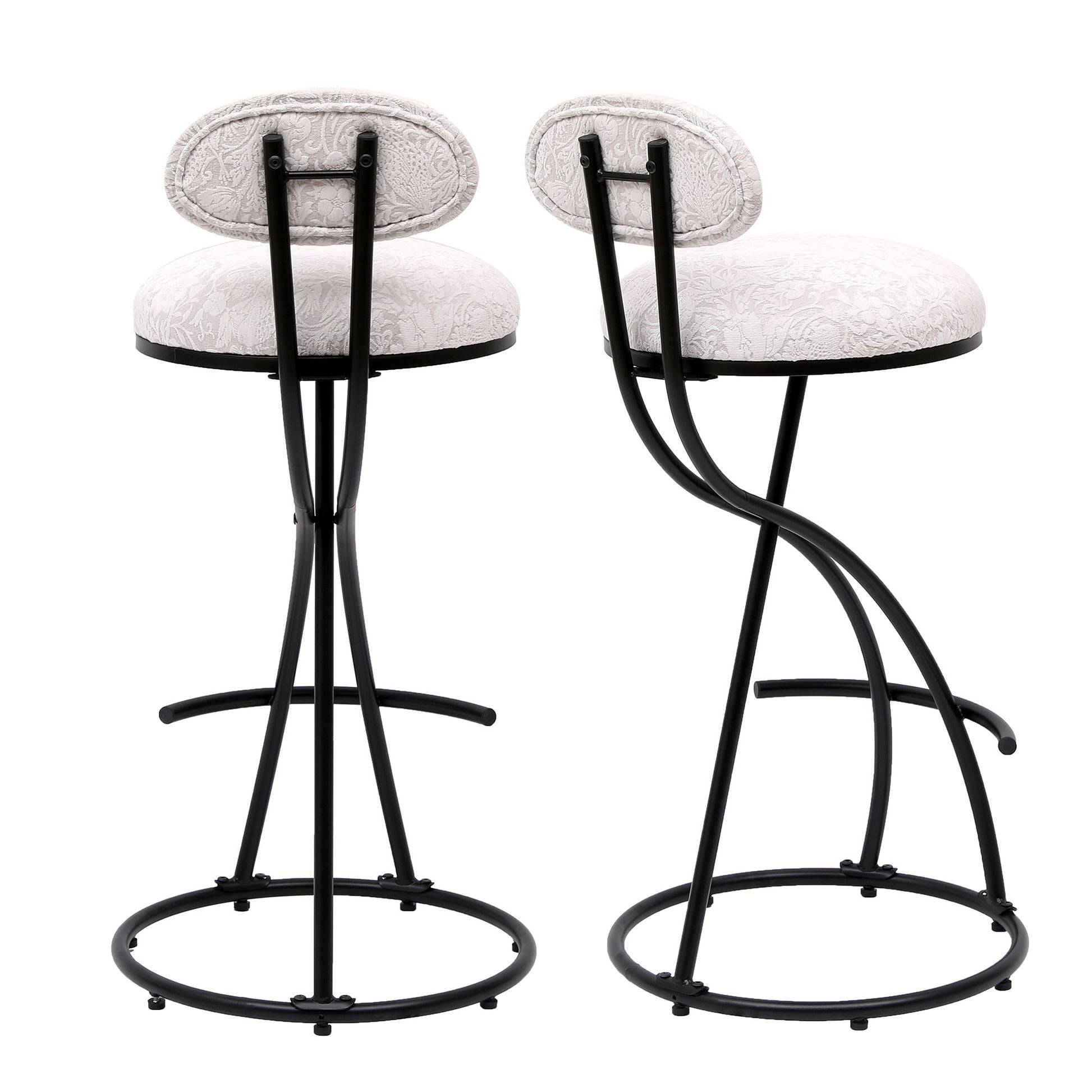 Round Print Bar Stools Upholstered Chairs For Kitchen (Set of 2) - Best Buy Furniture