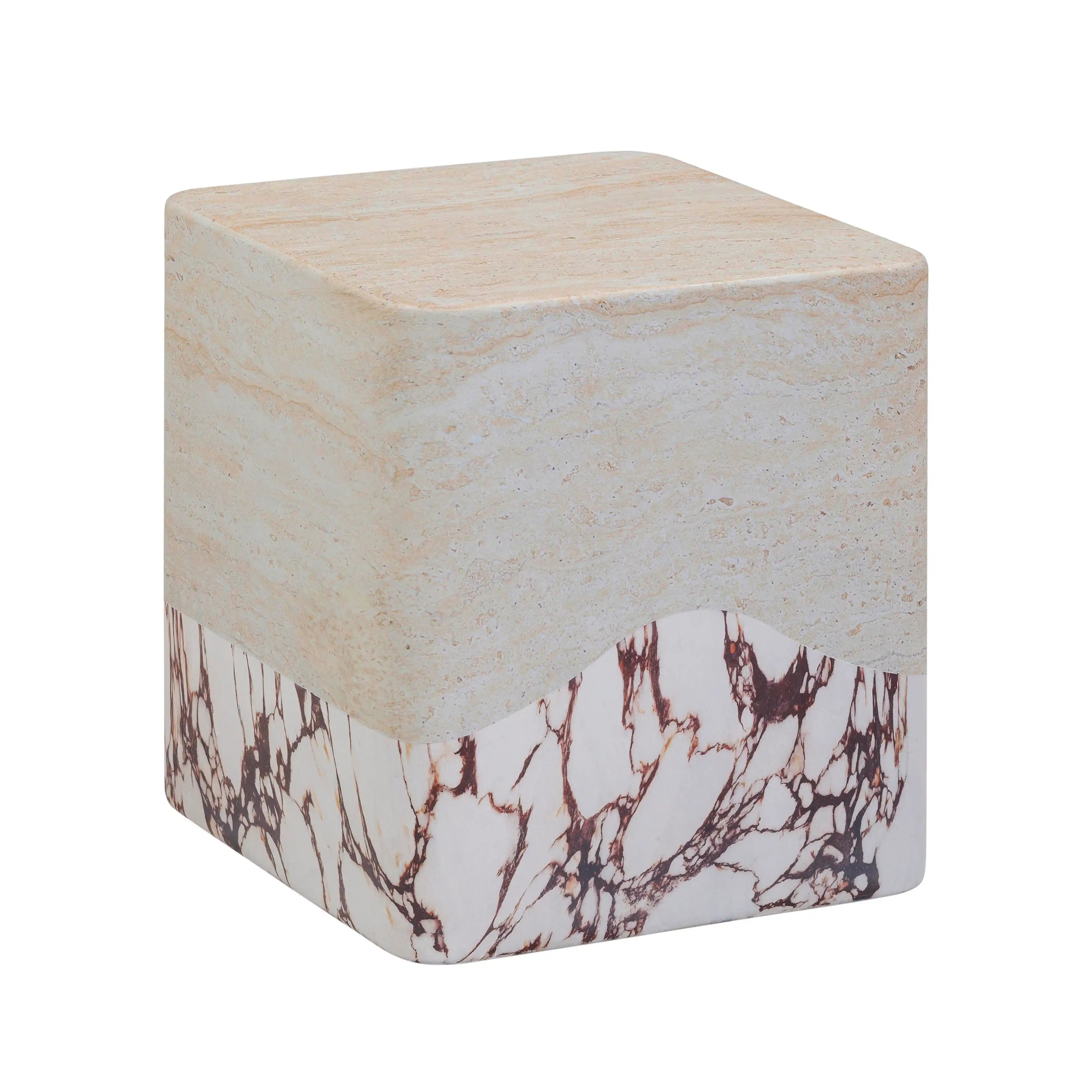 Brut - Concrete Indoor / Outdoor Side Table - Travertine & Breccia - Best Buy Furniture