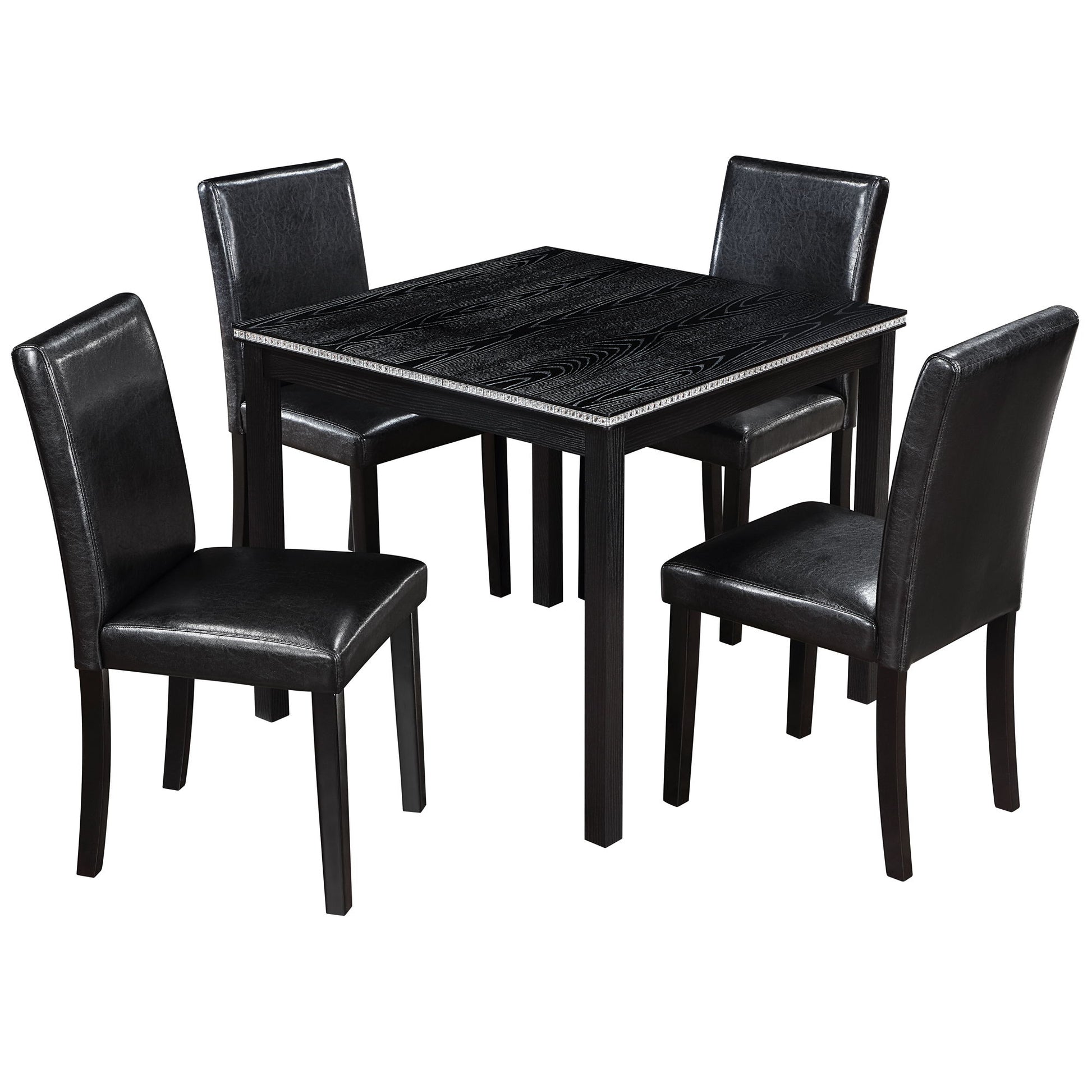 5 Pieces Wooden Dining Table Set, Square Table And 4 Upholstered Chairs - Best Buy Furniture