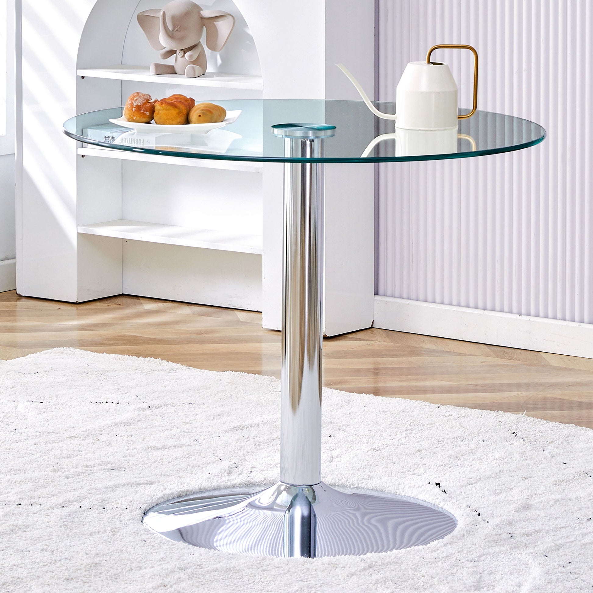 Modern Minimalist Round Dining Table With Glass Top - Best Buy Furniture