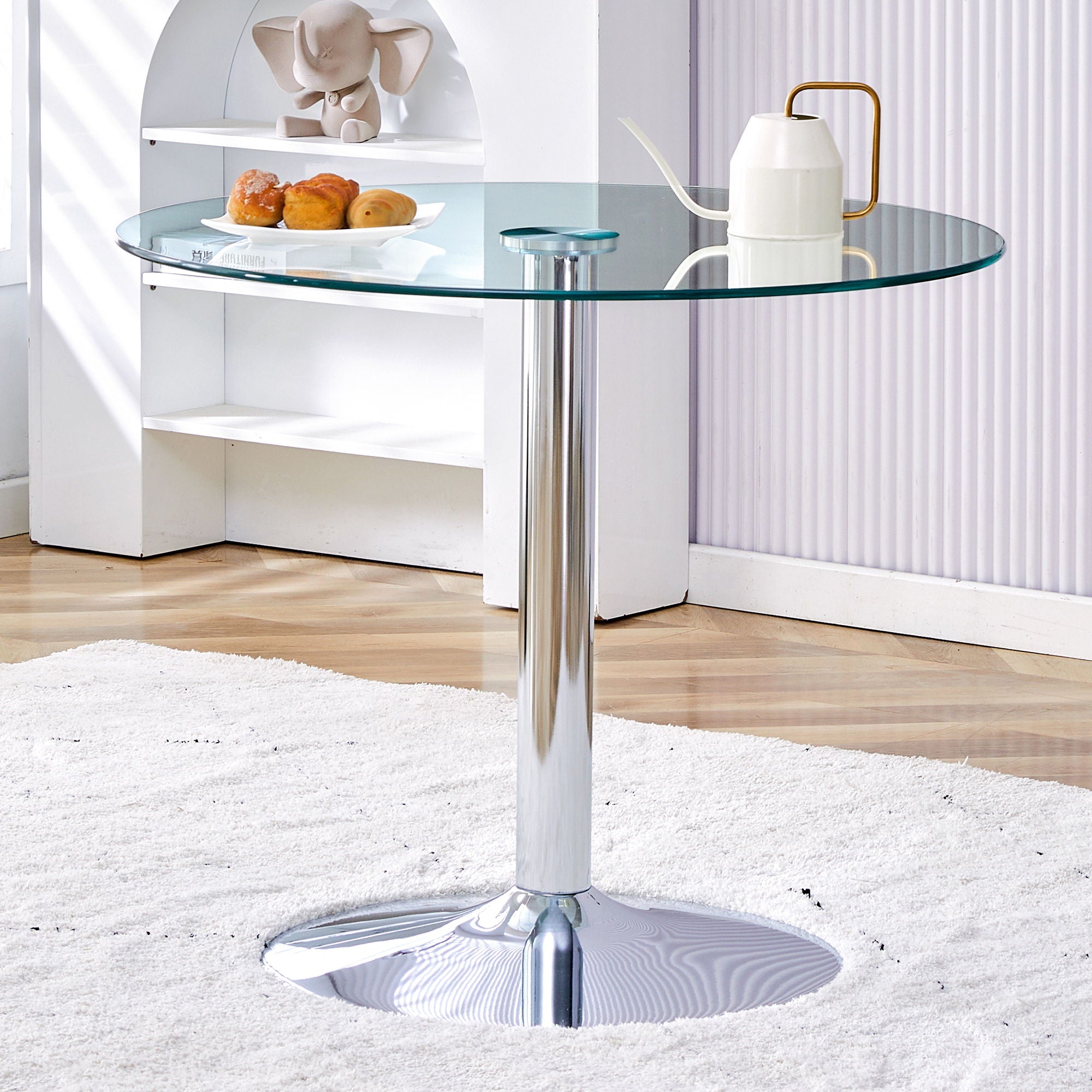 Modern Minimalist Round Dining Table With Glass Top - Best Buy Furniture