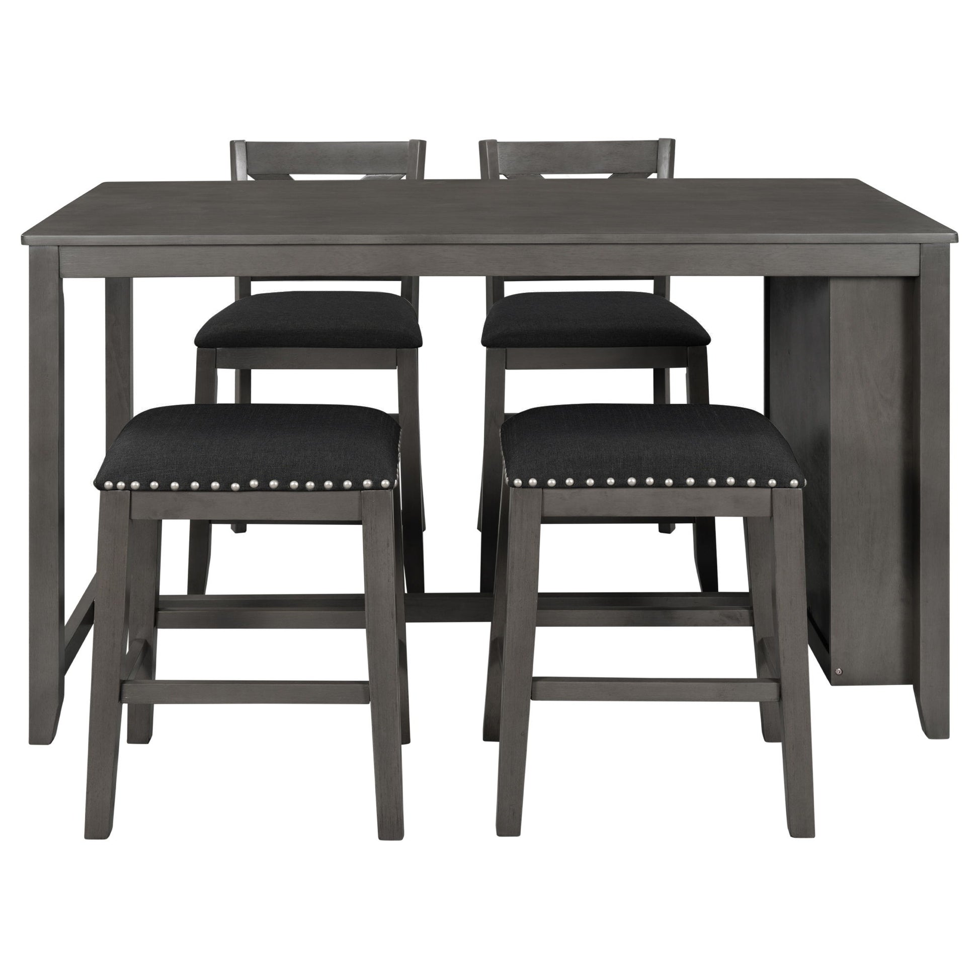 5 Pieces Counter Height Rustic Farmhouse Dining Room Wooden Bar Table Set With 2 Stools And 2 Chairs - Best Buy Furniture