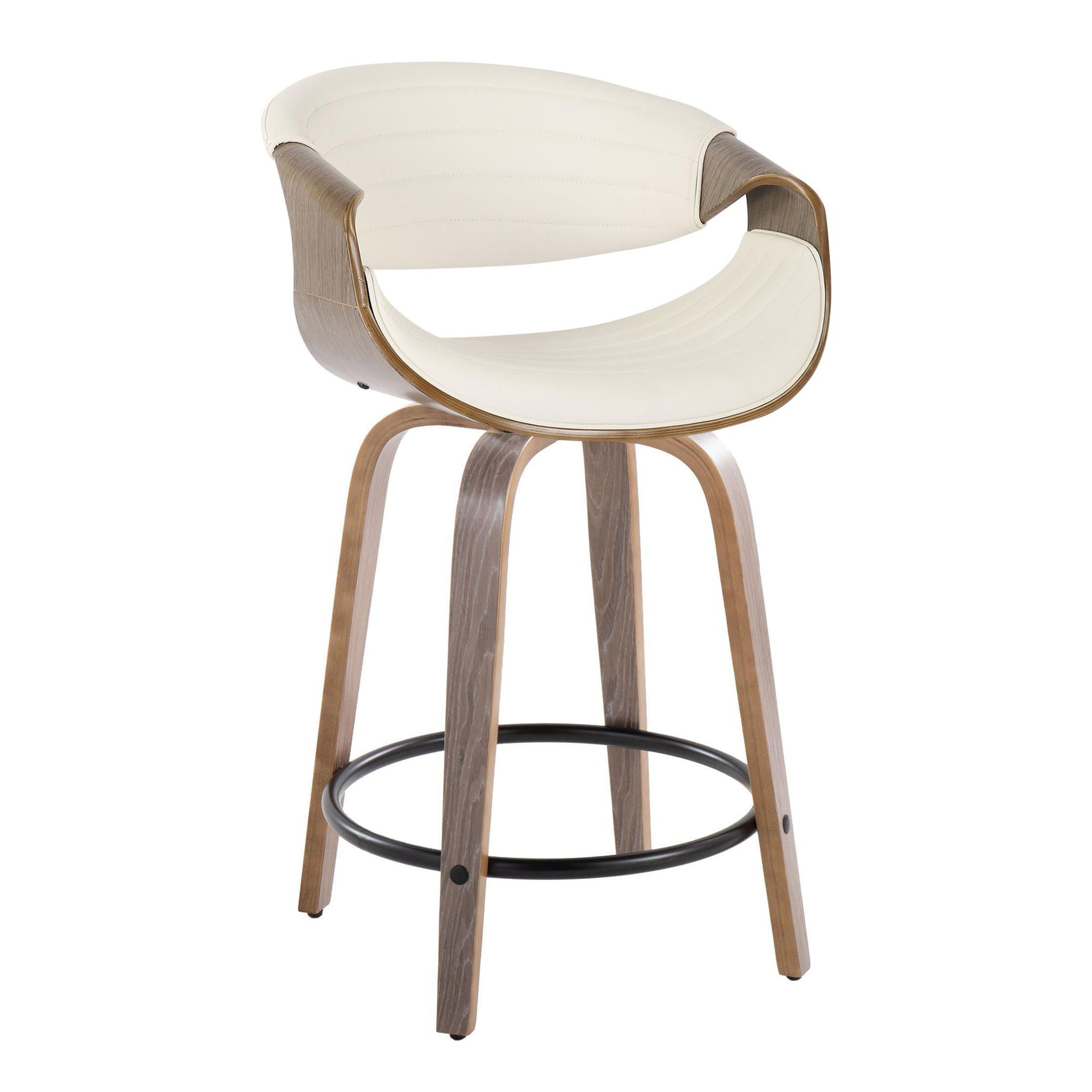Symphony - Mid Century Modern Fixed Height Counter Stool With Swivel And Round Footrest (Set of 2) - Best Buy Furniture
