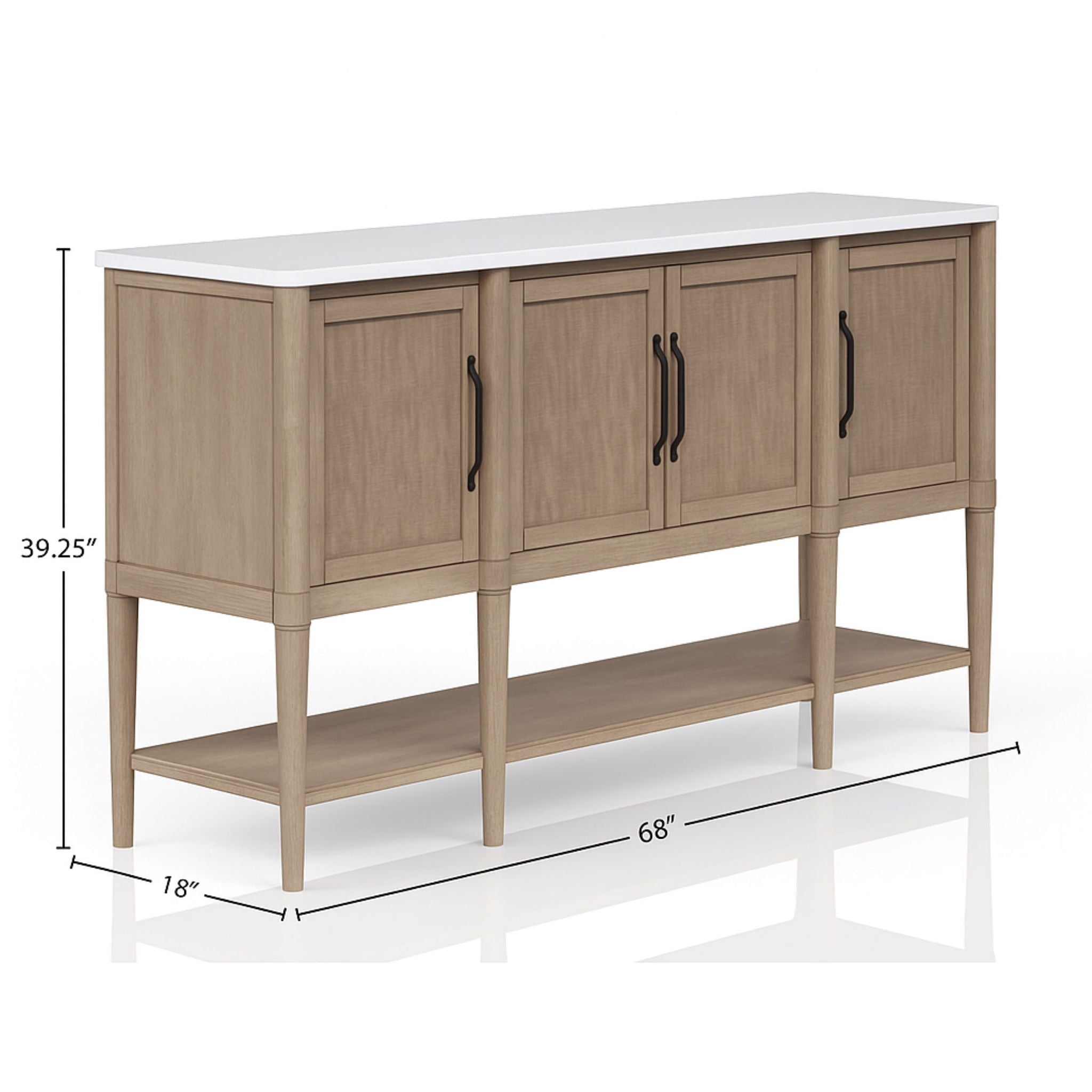 Cement Topped Server With Cane Insets - Sand - Best Buy Furniture