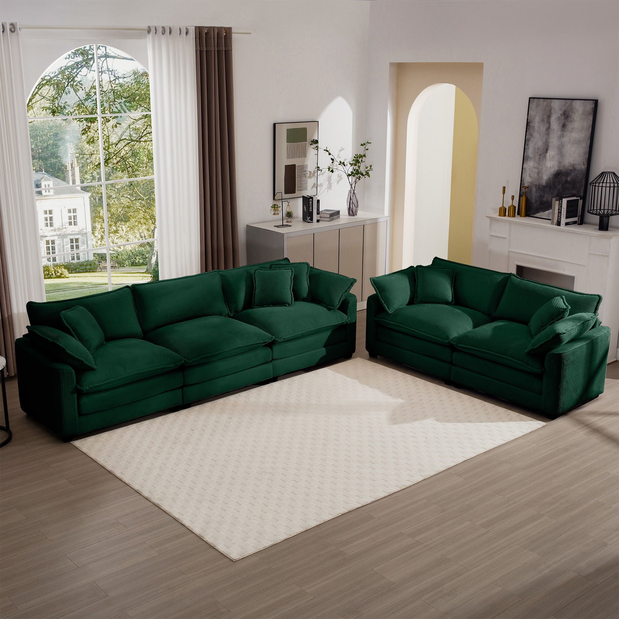 Elegant Corduroy Oversized Sectional Sofa Set With Deep Seats And Flexible Layout - Best Buy Furniture
