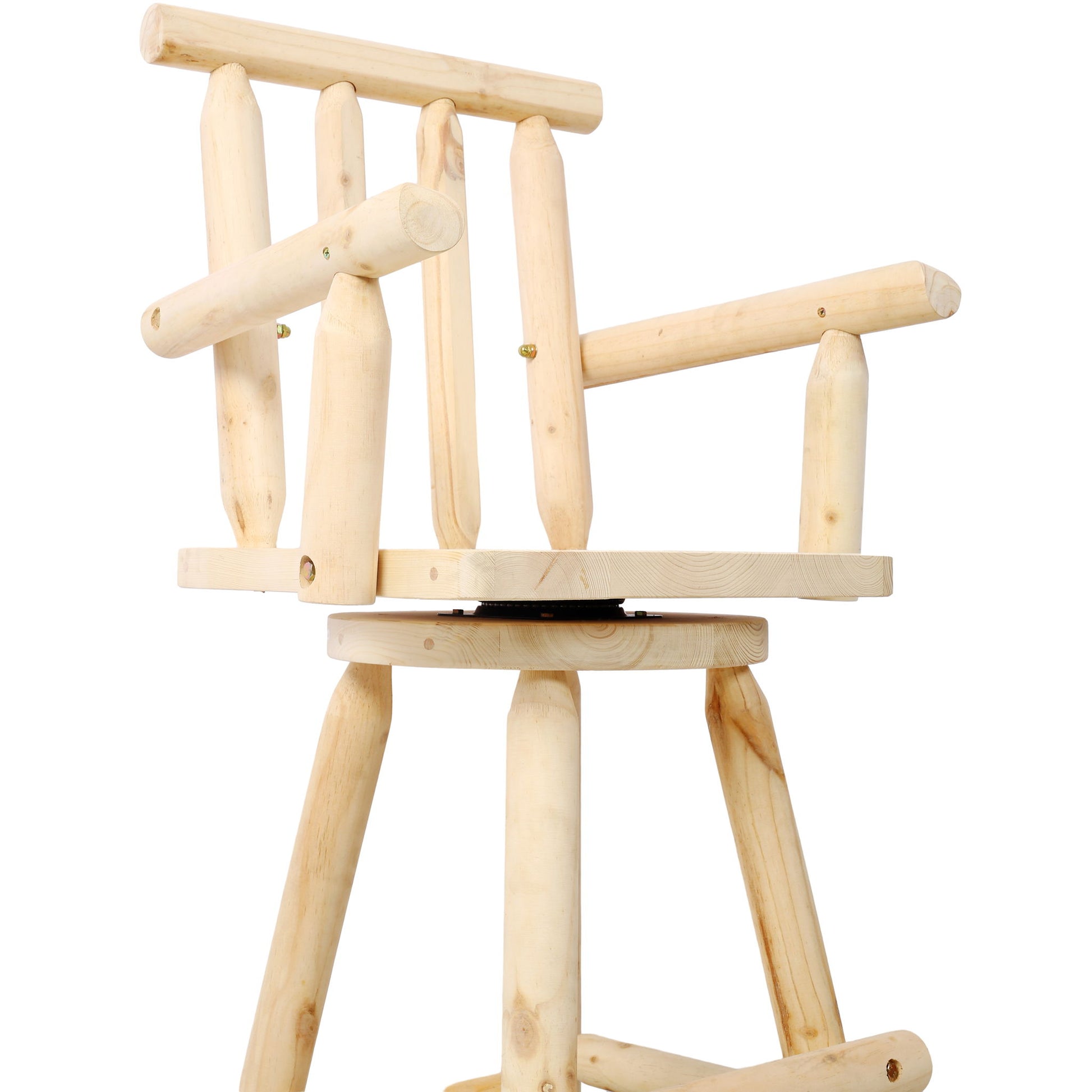 Rustic Bar Stool, Fir Wood Construction, Wide Armrest - Best Buy Furniture