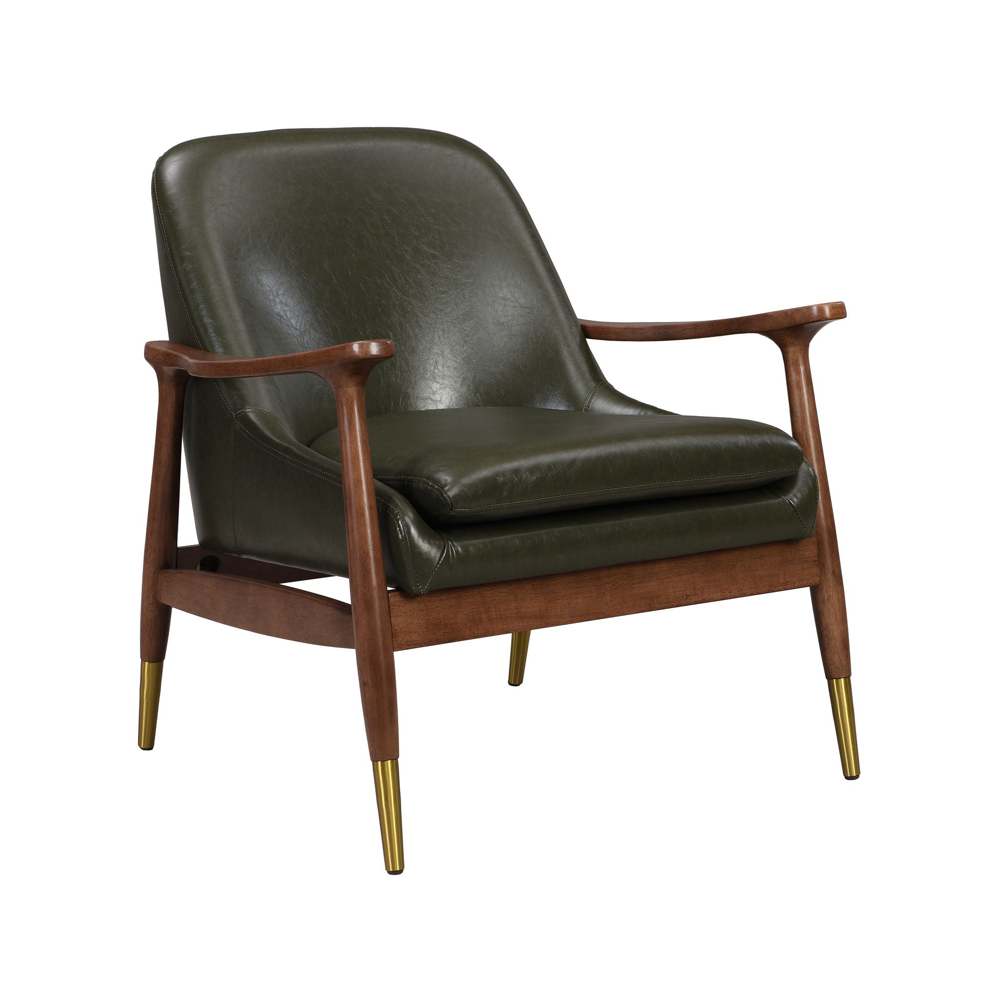Mid - Century Accent Chair With Cushioned Seat, Brass Tipped Legs - Best Buy Furniture