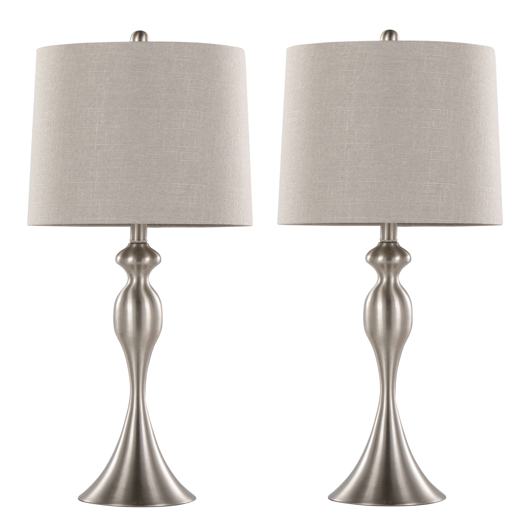 Ashland - Contemporary Table Lamp (Set of 2) - Nickel / Light Gray - Best Buy Furniture