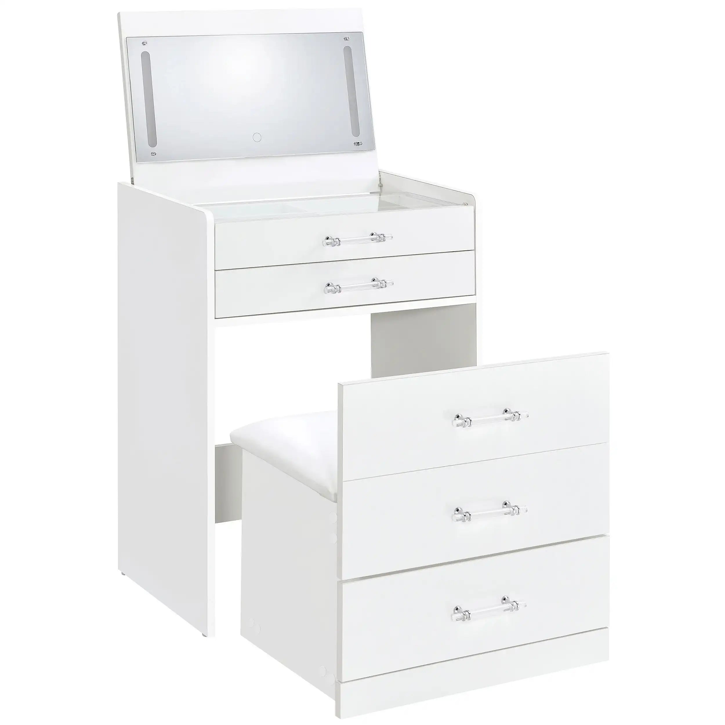 Danbury - 3-Drawer Makeup Vanity & Stool Set - Best Buy Furniture