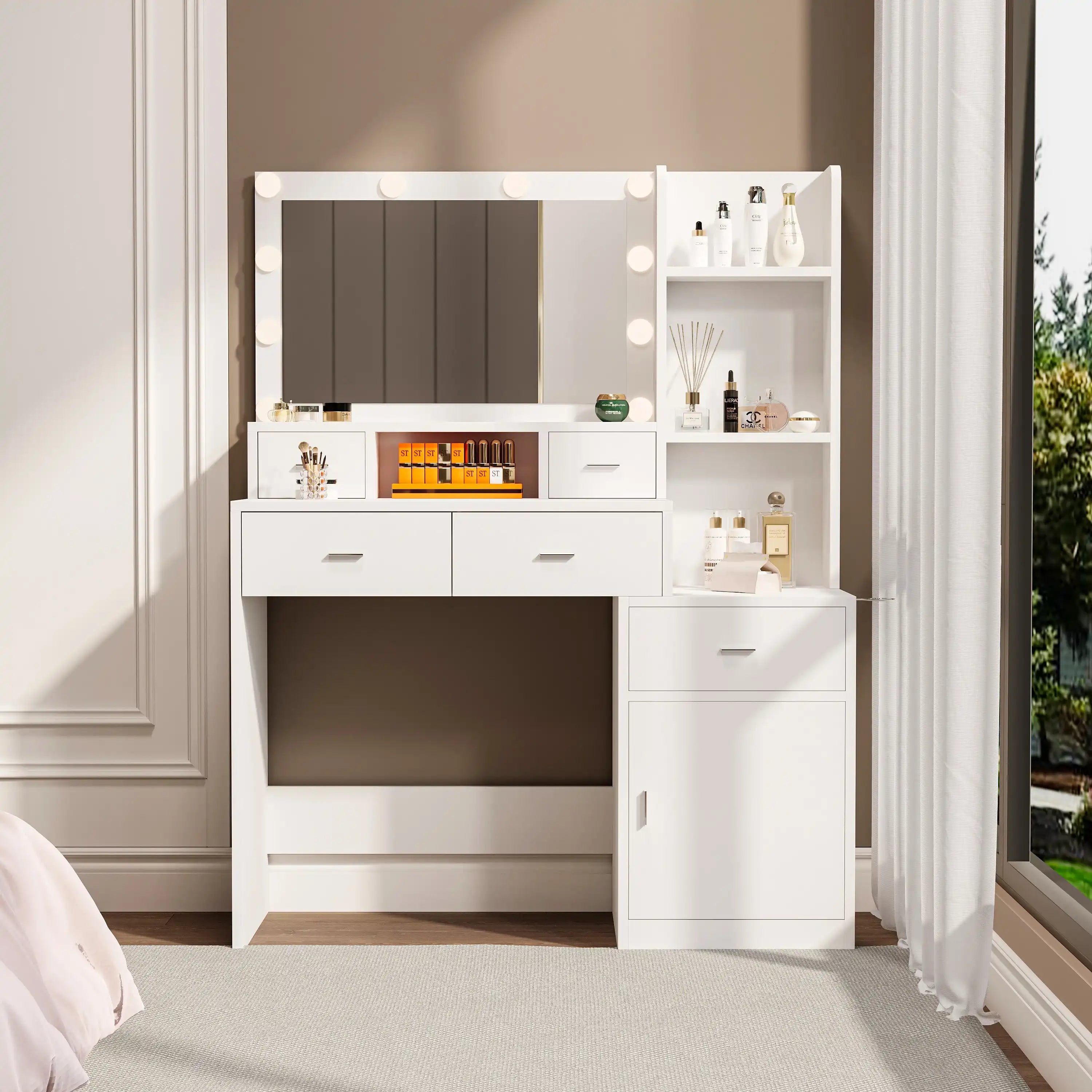 Fiorella Modern White Makeup Vanity - Best Buy Furniture