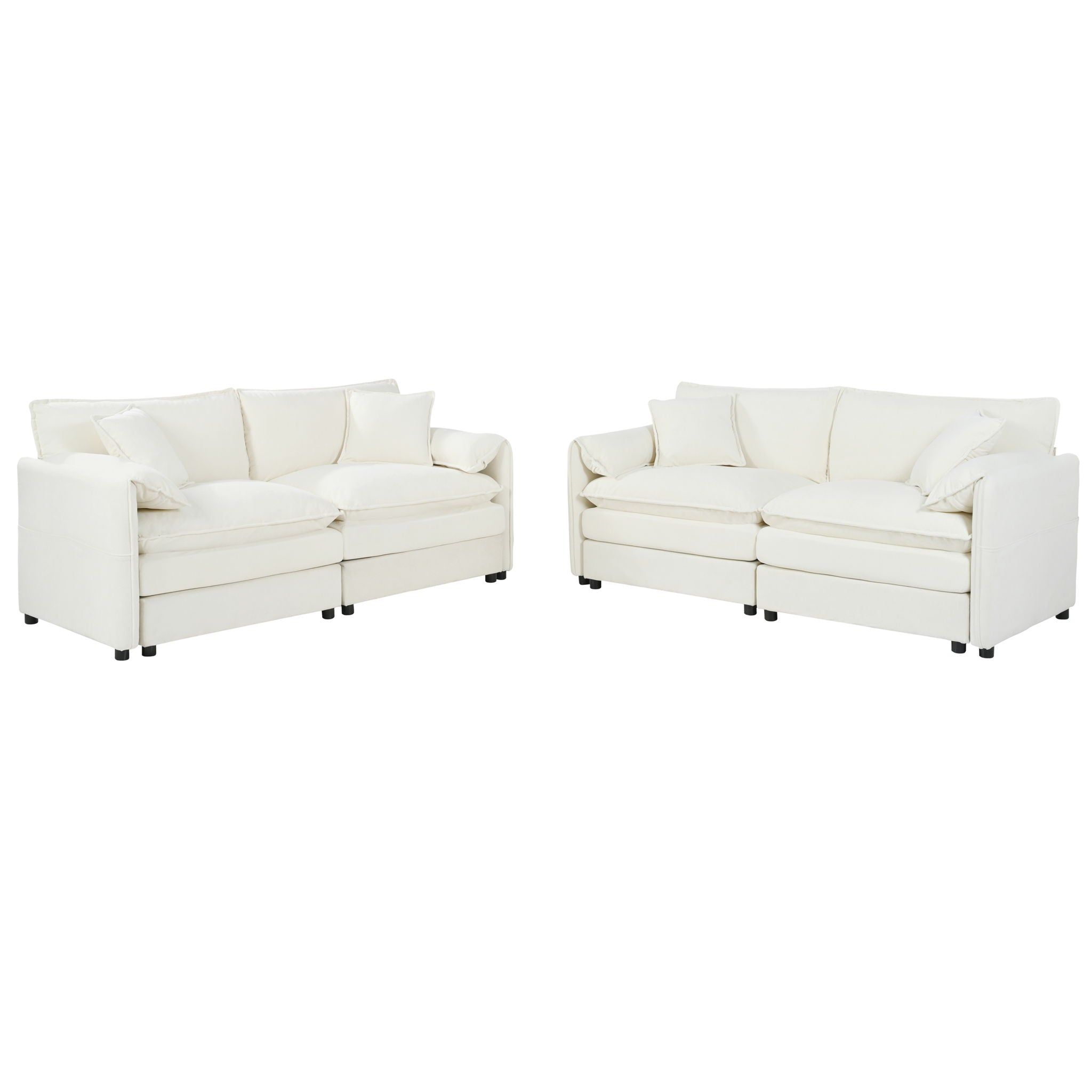 Modern Chenille Oversized Deep Seat Luxury 2 Piece Sofa Set With 4 Pillows - Best Buy Furniture
