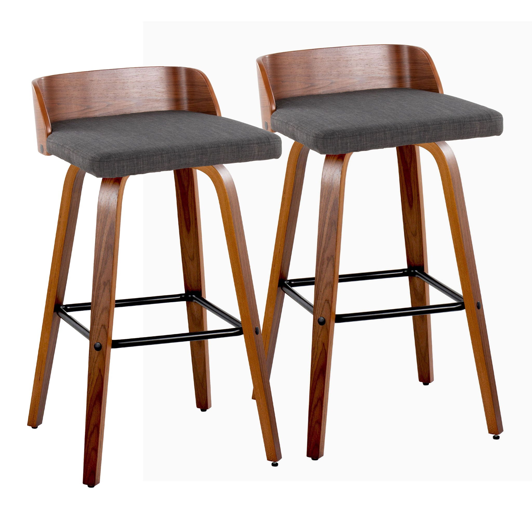 Maya - Mid Century Modern Fixed Height Barstool With Swivel And Square Footrest (Set of 2) - Best Buy Furniture